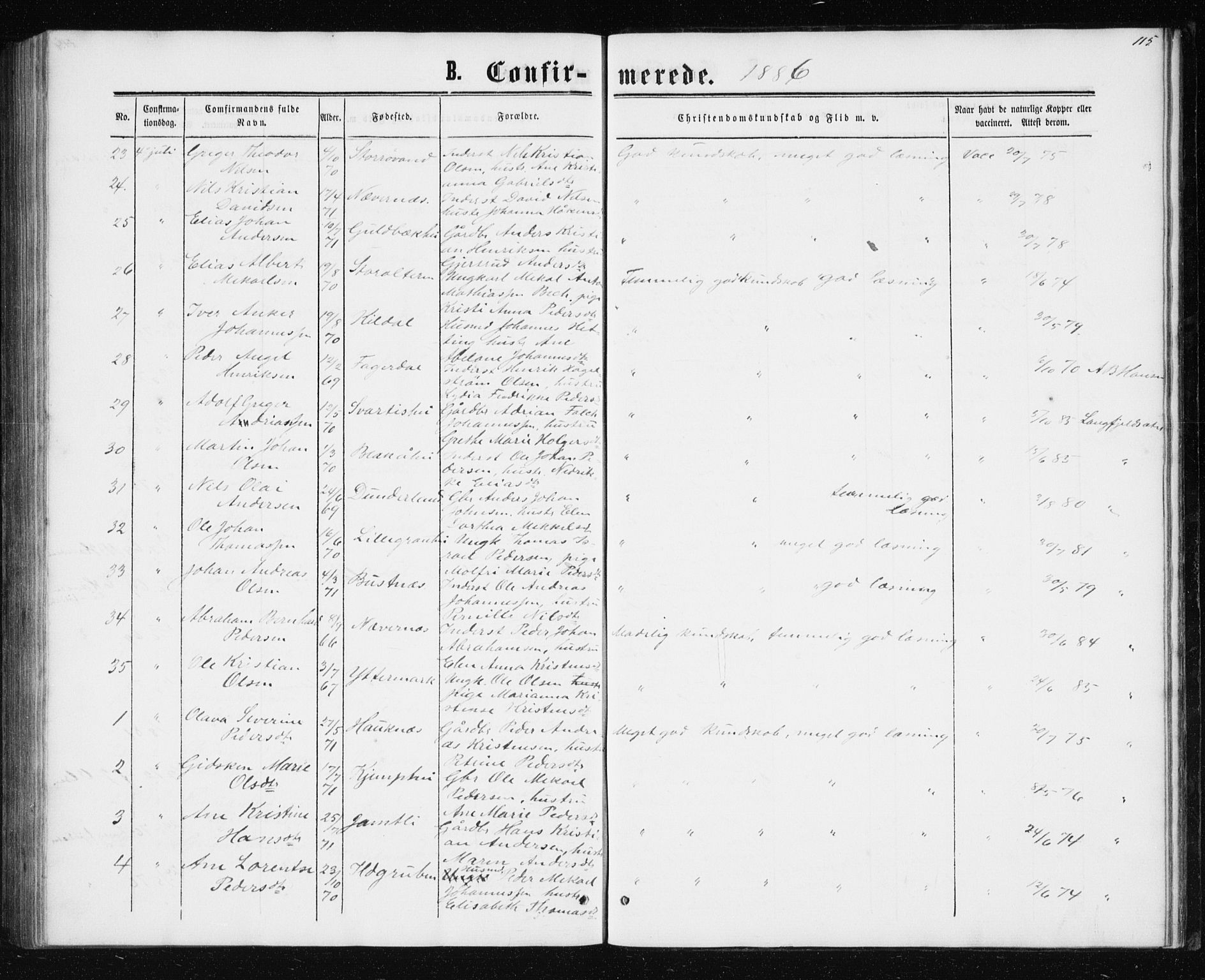 Ministerialprotokoller, klokkerbøker og fødselsregistre - Nordland, AV/SAT-A-1459/827/L0416: Parish register (copy) no. 827C05, 1865-1886, p. 115