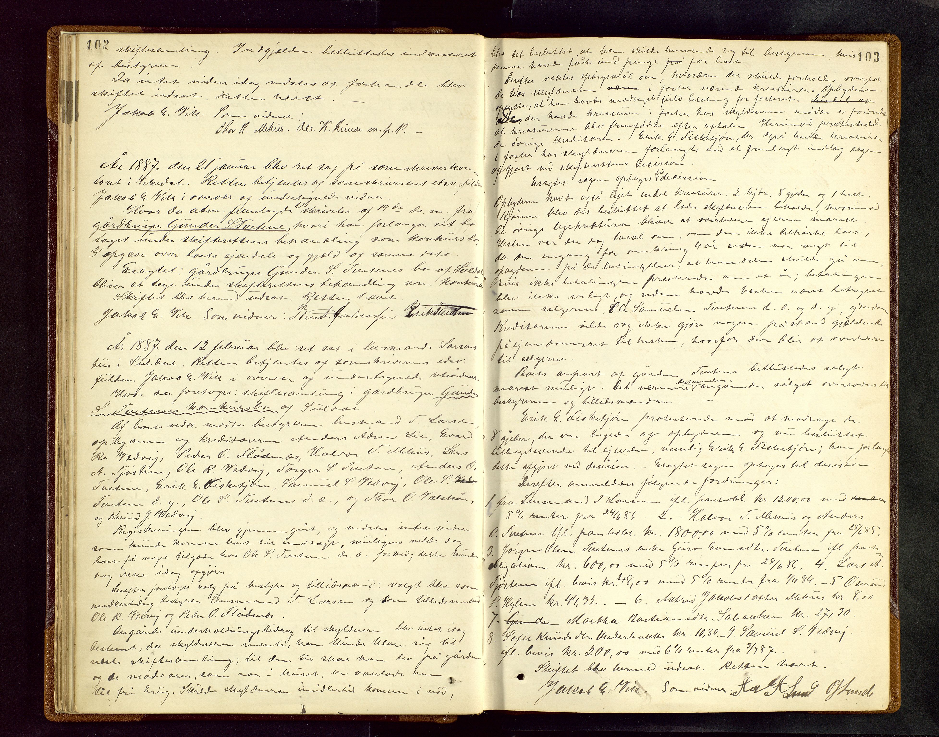 Ryfylke tingrett, AV/SAST-A-100055/001/IV/IVF/L0005: Skifteforhandlingsprotokoll A 5, 1885-1892, p. 102-103