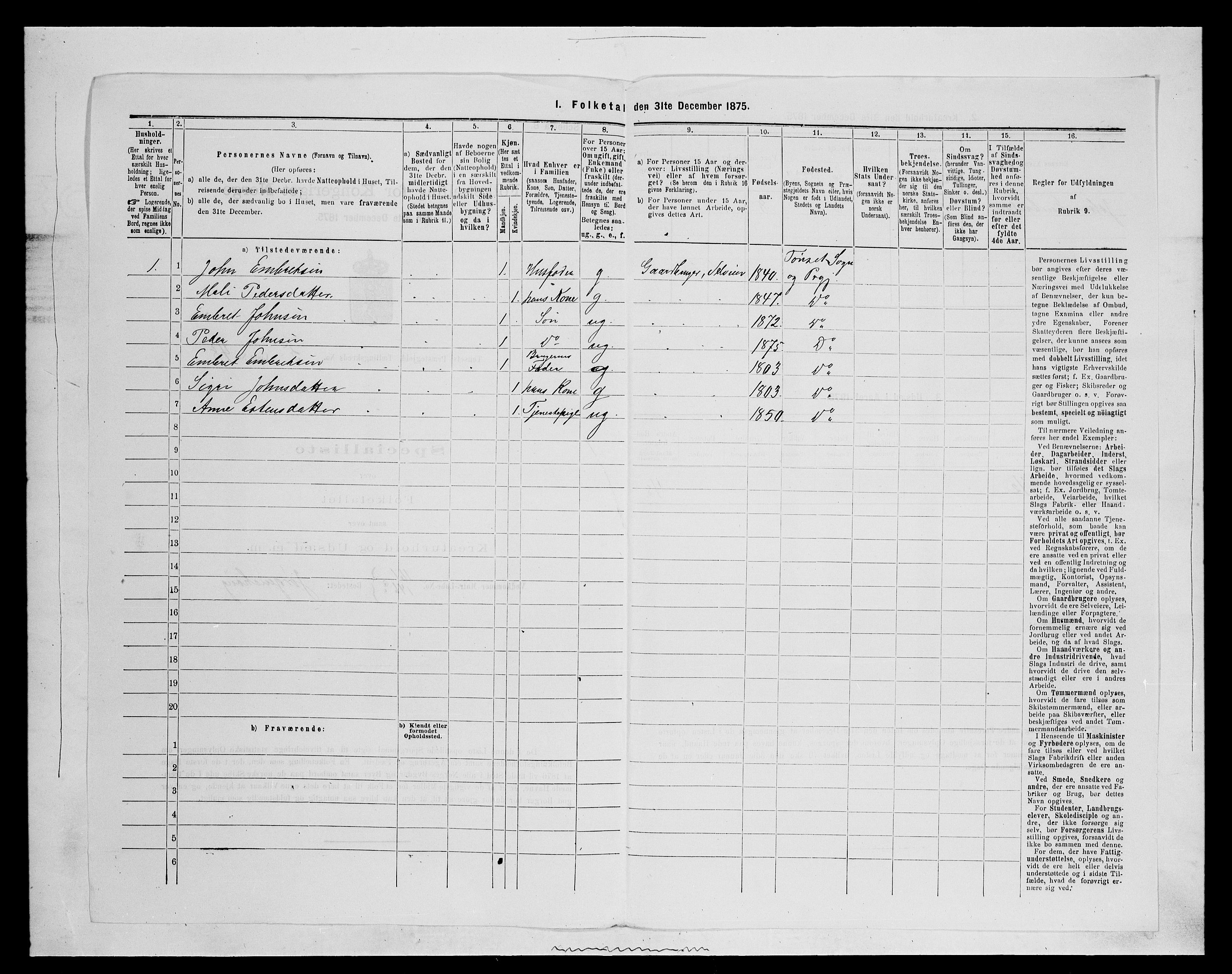 SAH, 1875 census for 0437P Tynset, 1875, p. 660