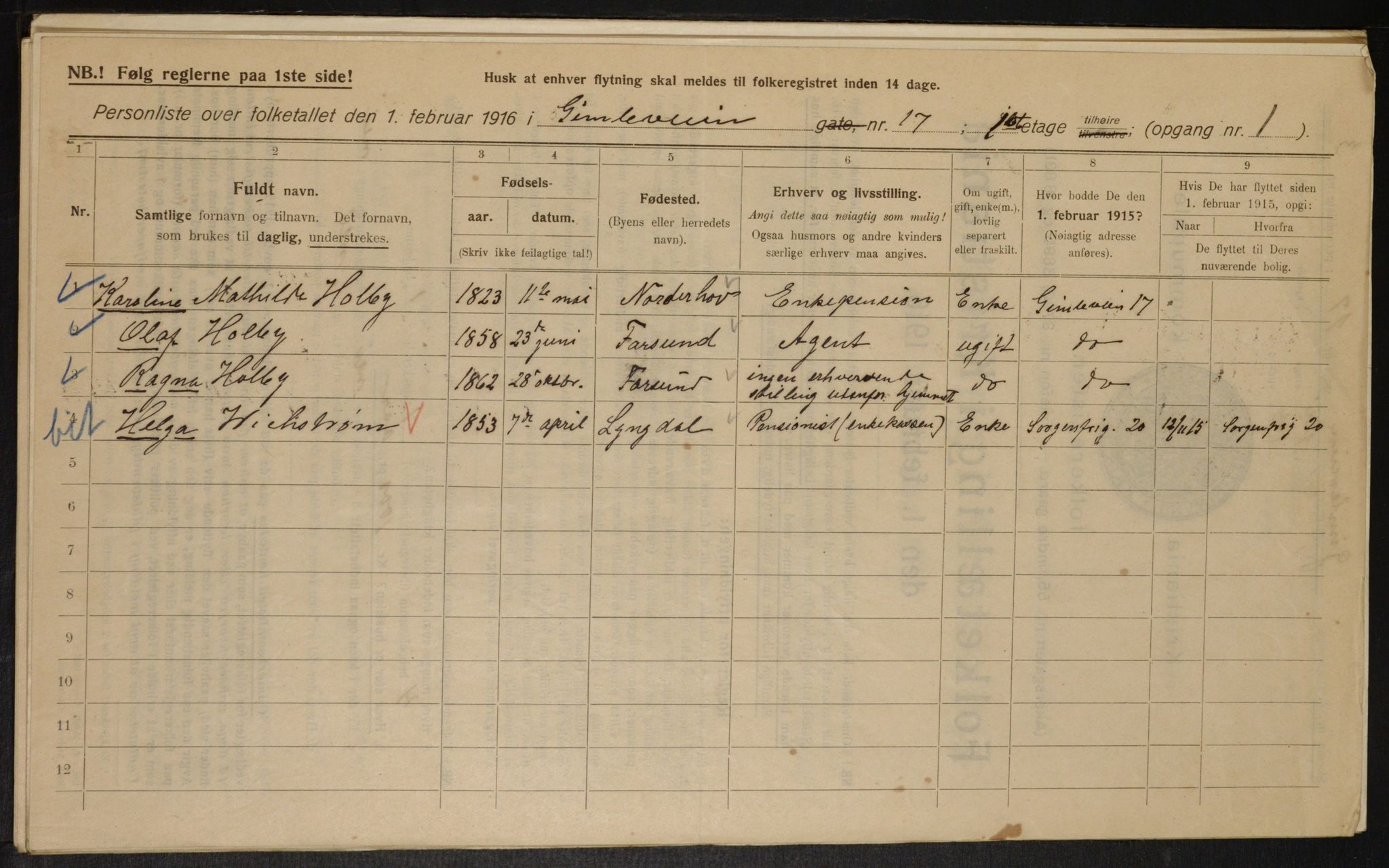 OBA, Municipal Census 1916 for Kristiania, 1916, p. 29762