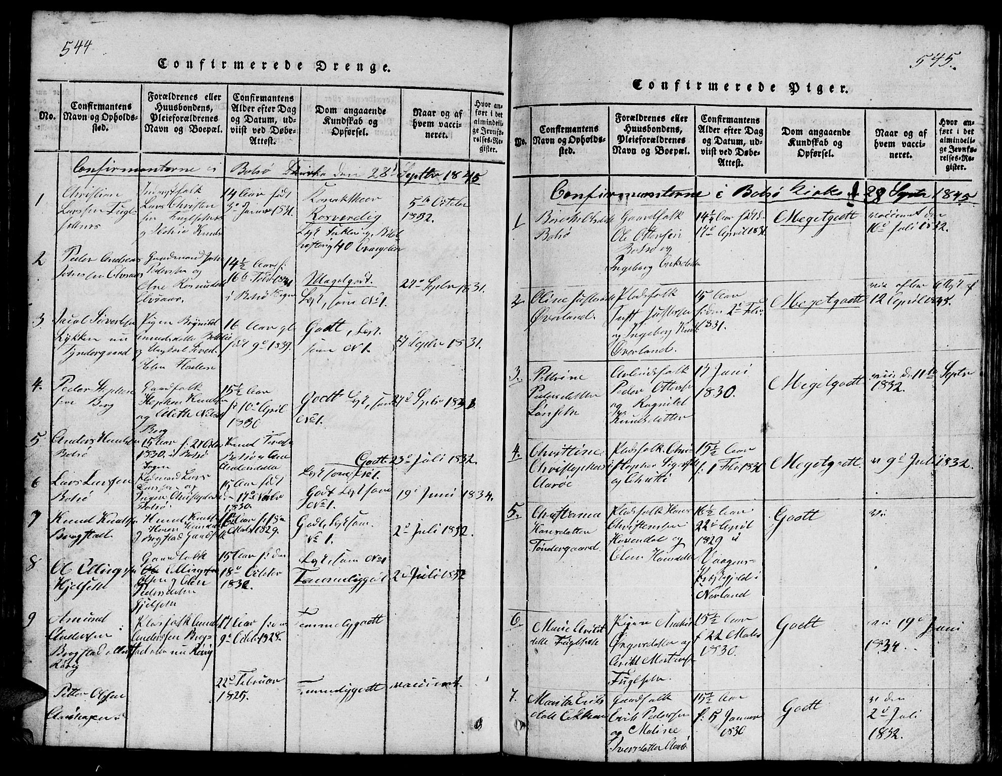 Ministerialprotokoller, klokkerbøker og fødselsregistre - Møre og Romsdal, SAT/A-1454/555/L0665: Parish register (copy) no. 555C01, 1818-1868, p. 544-545