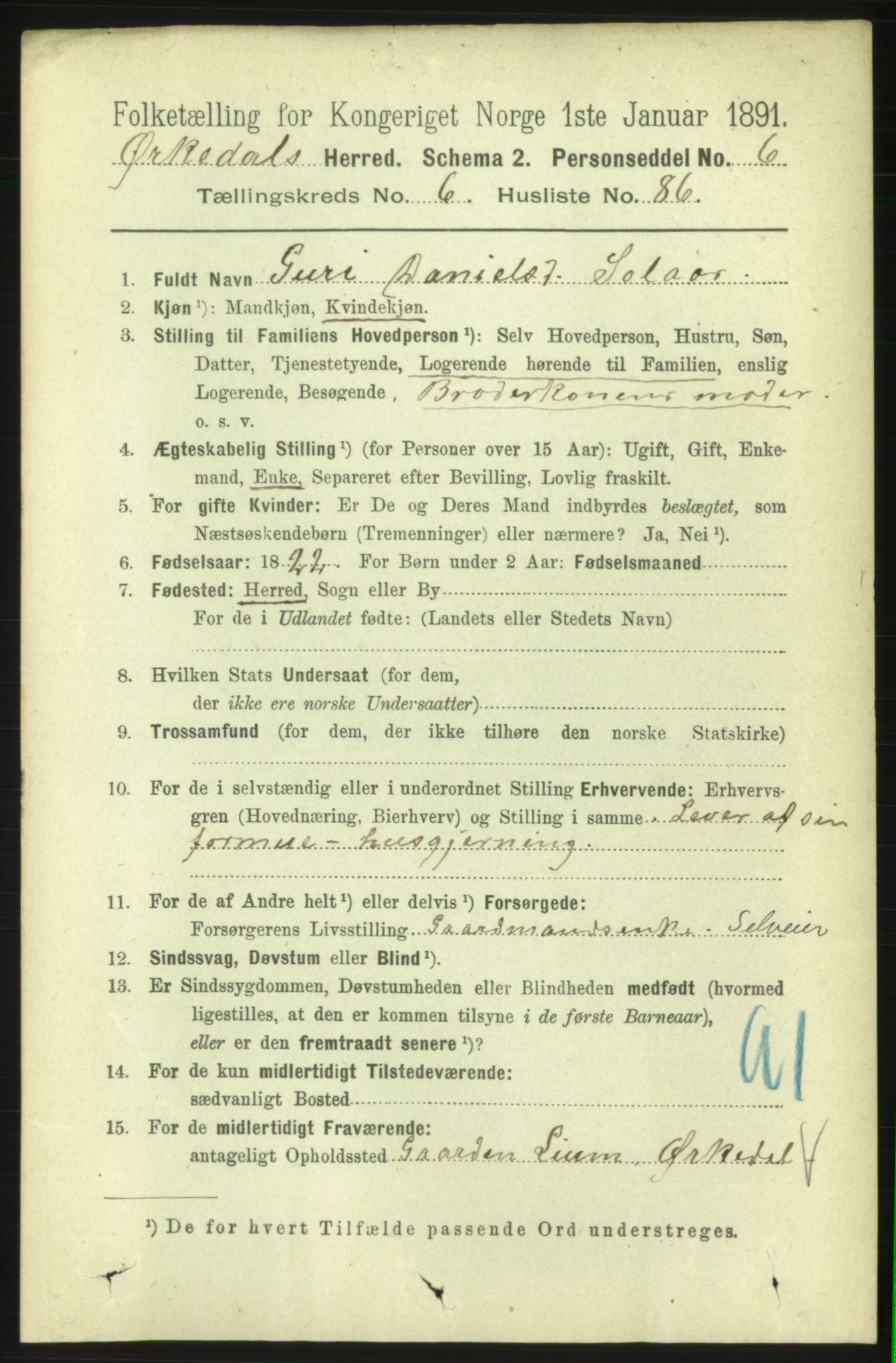 RA, 1891 census for 1638 Orkdal, 1891, p. 3358