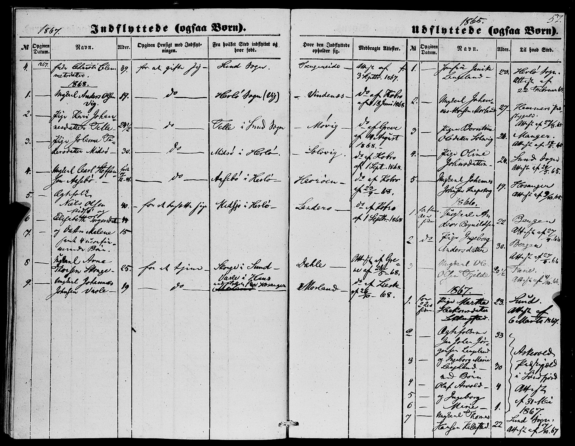 Fjell sokneprestembete, SAB/A-75301/H/Haa: Parish register (official) no. A 4, 1851-1870, p. 57