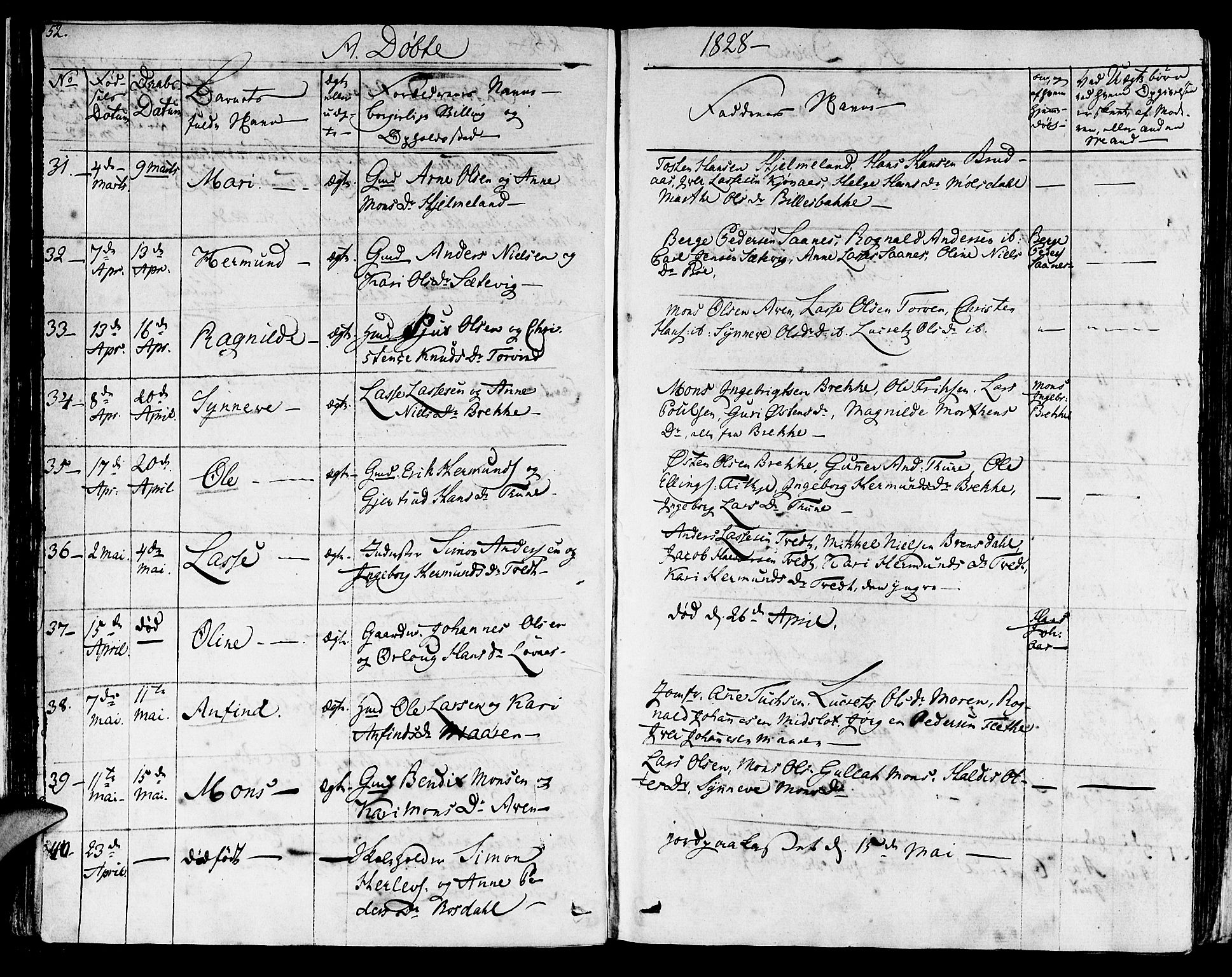 Lavik sokneprestembete, AV/SAB-A-80901: Parish register (official) no. A 2I, 1821-1842, p. 52