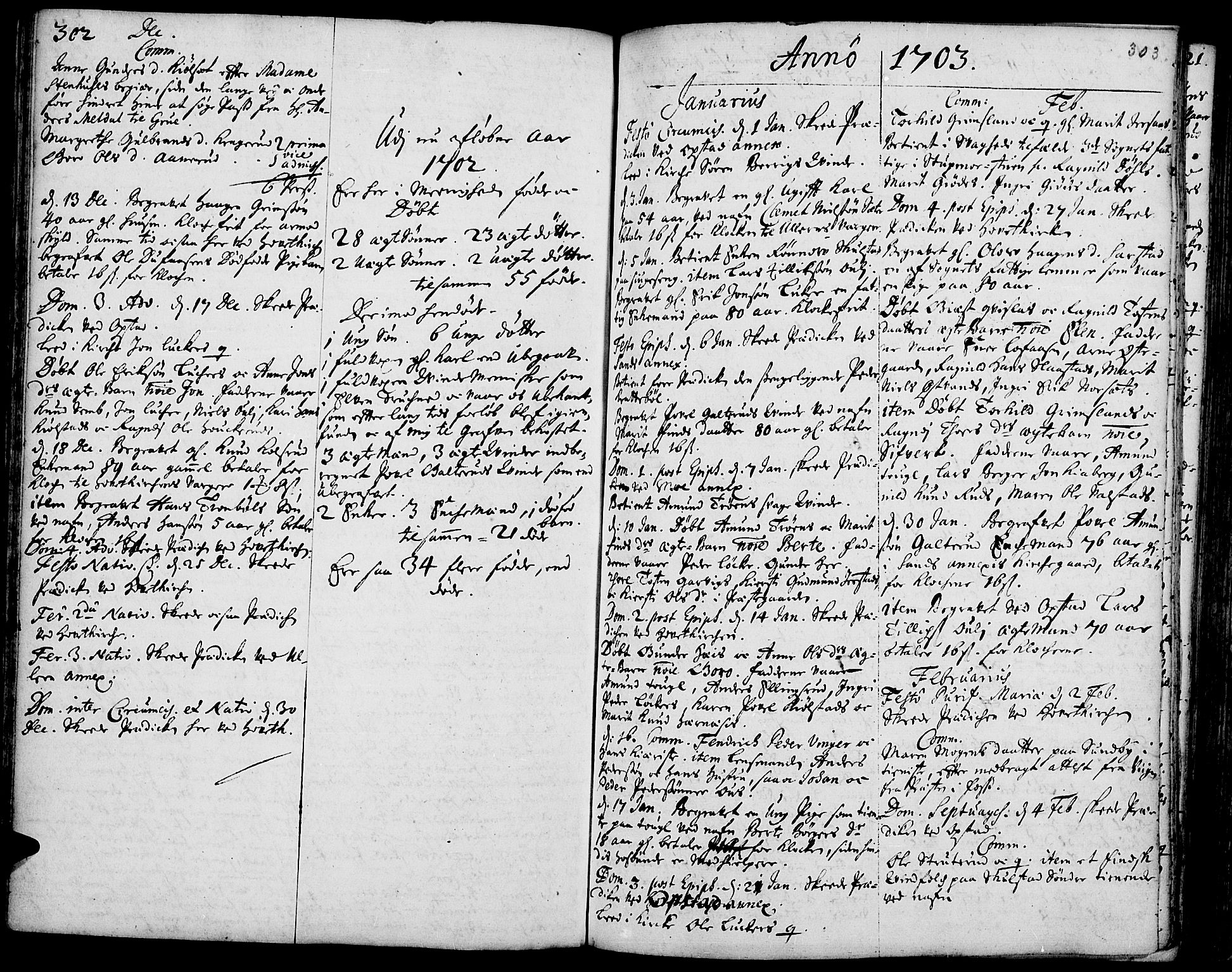 Strøm-Odalen prestekontor, AV/SAH-PREST-028/H/Ha/Haa/L0001: Parish register (official) no. 1, 1689-1715, p. 302-303