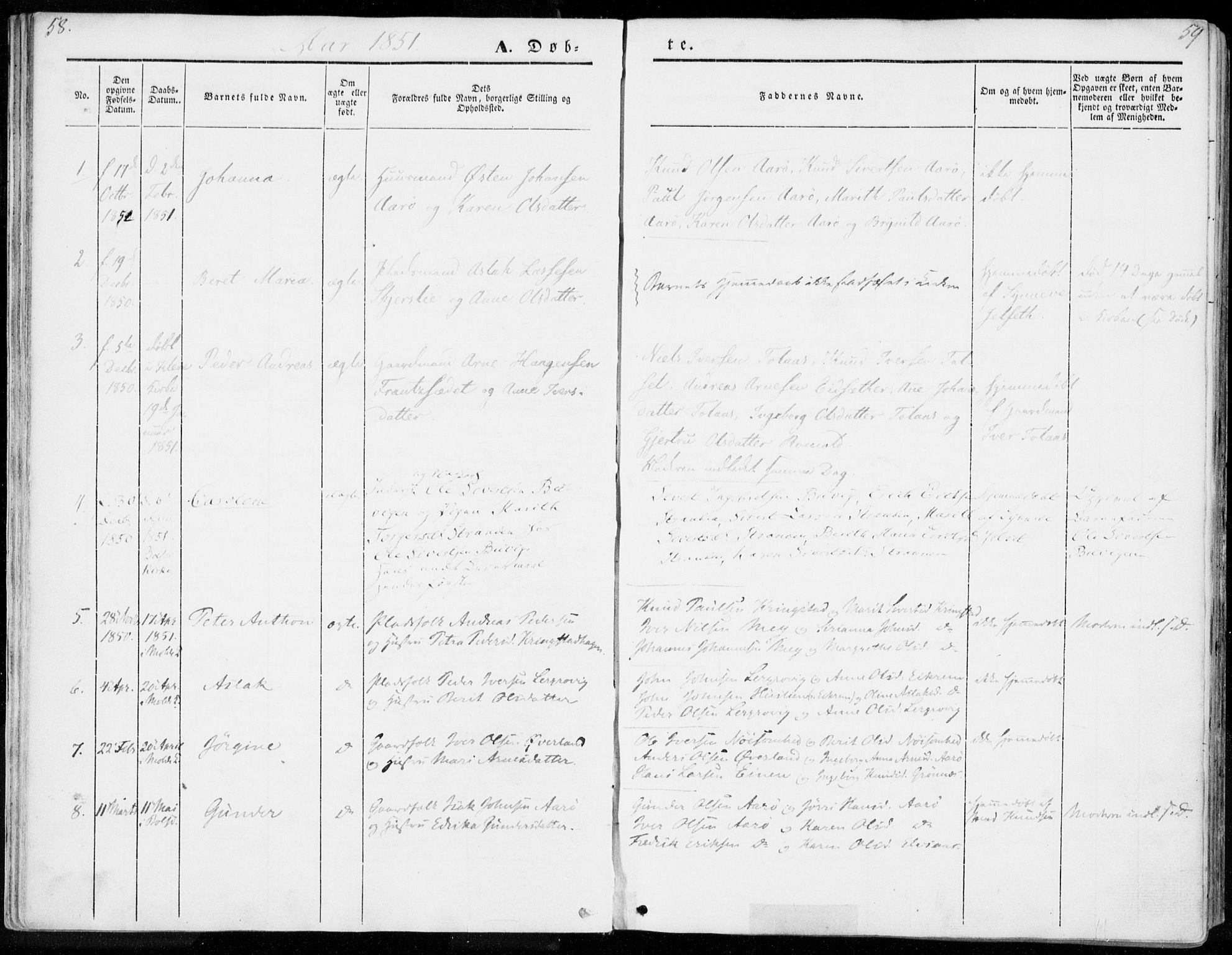 Ministerialprotokoller, klokkerbøker og fødselsregistre - Møre og Romsdal, SAT/A-1454/555/L0653: Parish register (official) no. 555A04, 1843-1869, p. 58-59