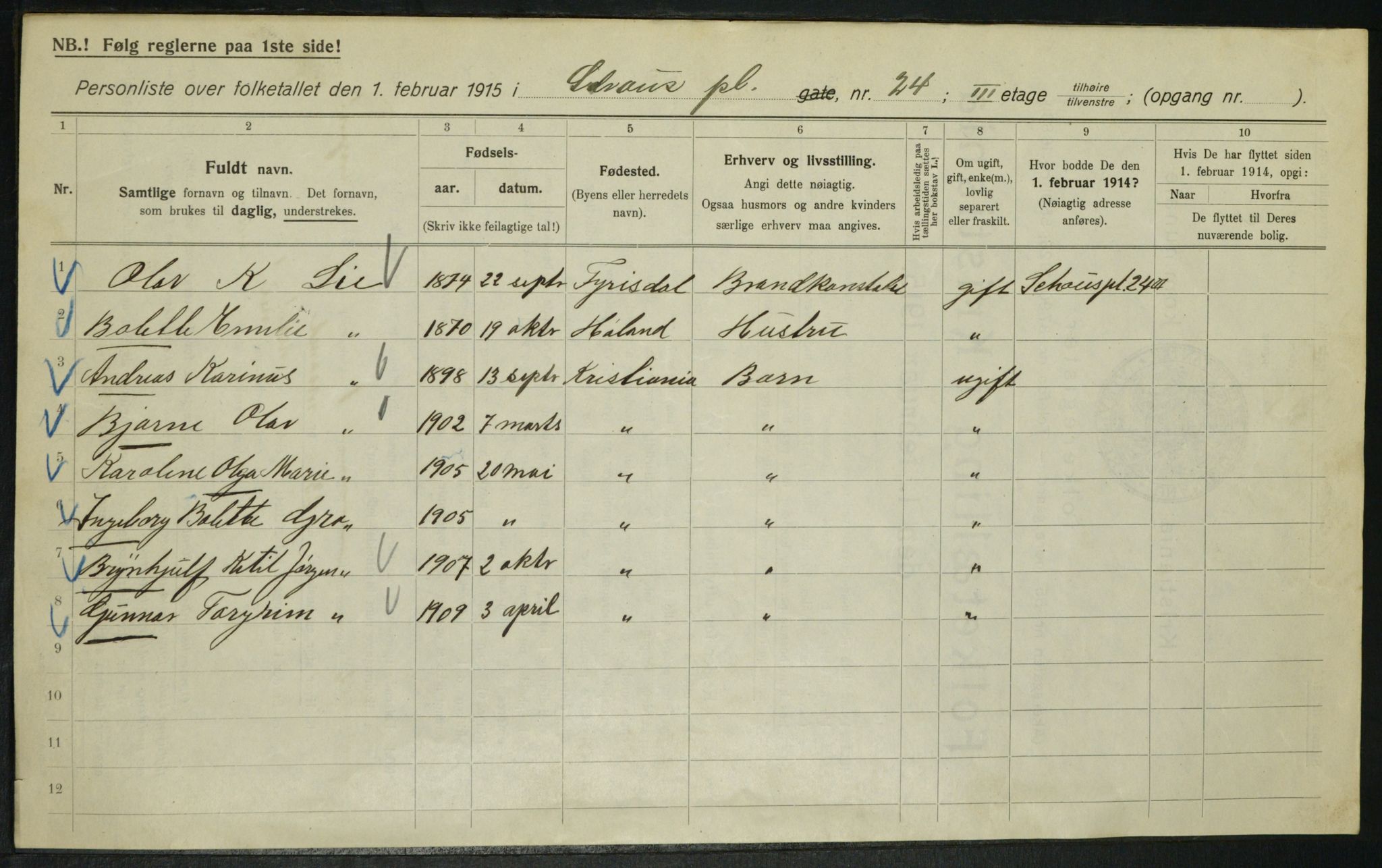 OBA, Municipal Census 1915 for Kristiania, 1915, p. 90144