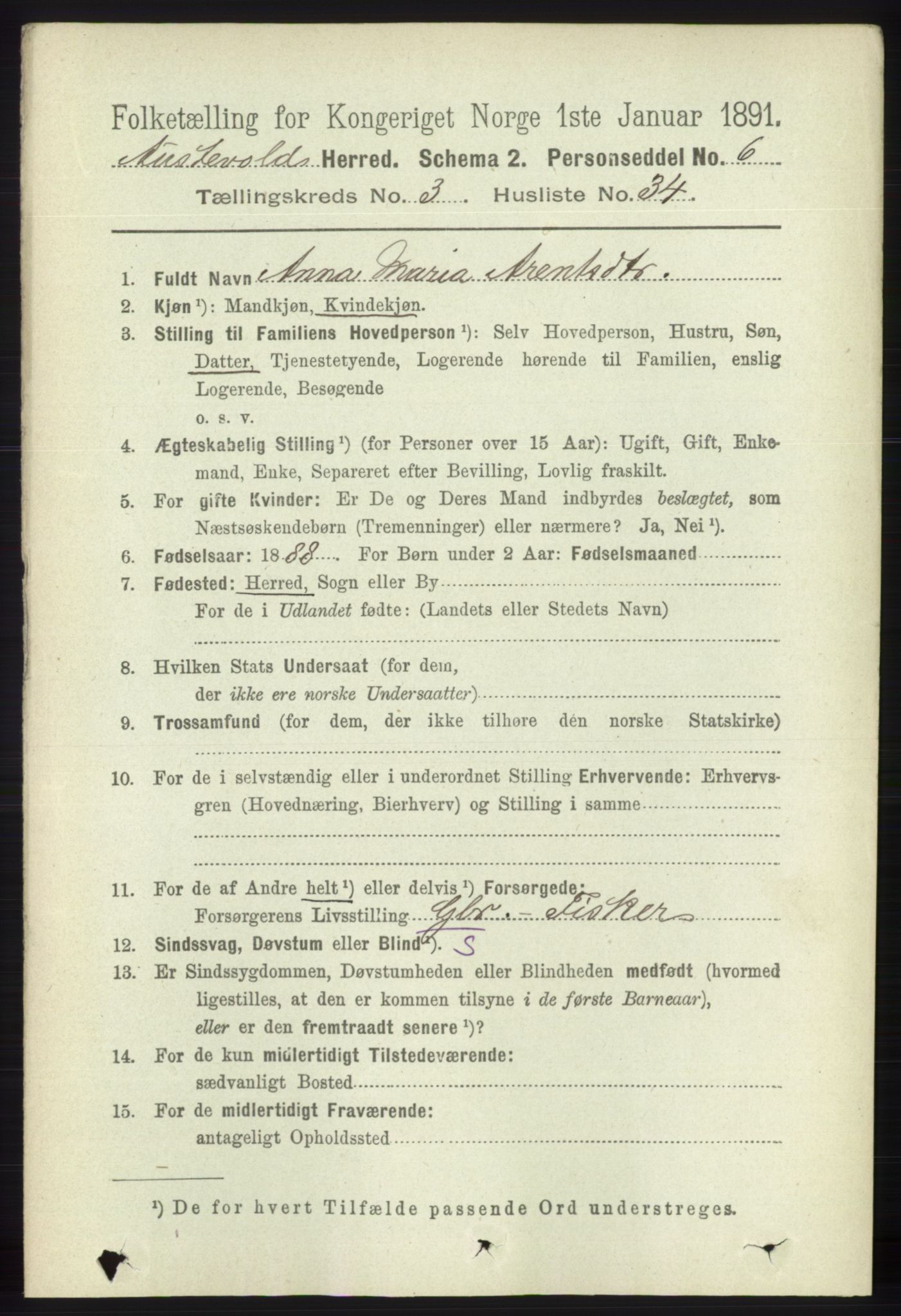 RA, 1891 census for 1244 Austevoll, 1891, p. 1180