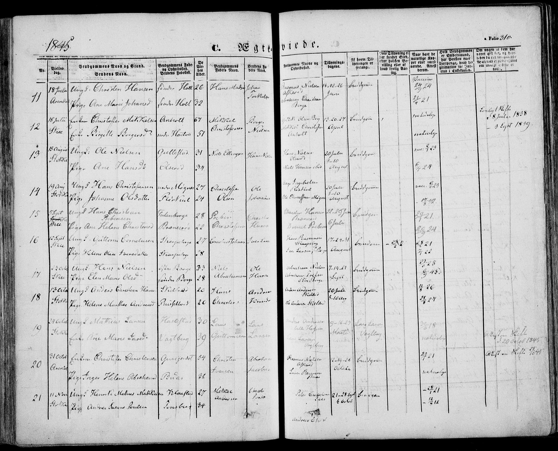 Stokke kirkebøker, AV/SAKO-A-320/F/Fa/L0007: Parish register (official) no. I 7, 1844-1857, p. 310