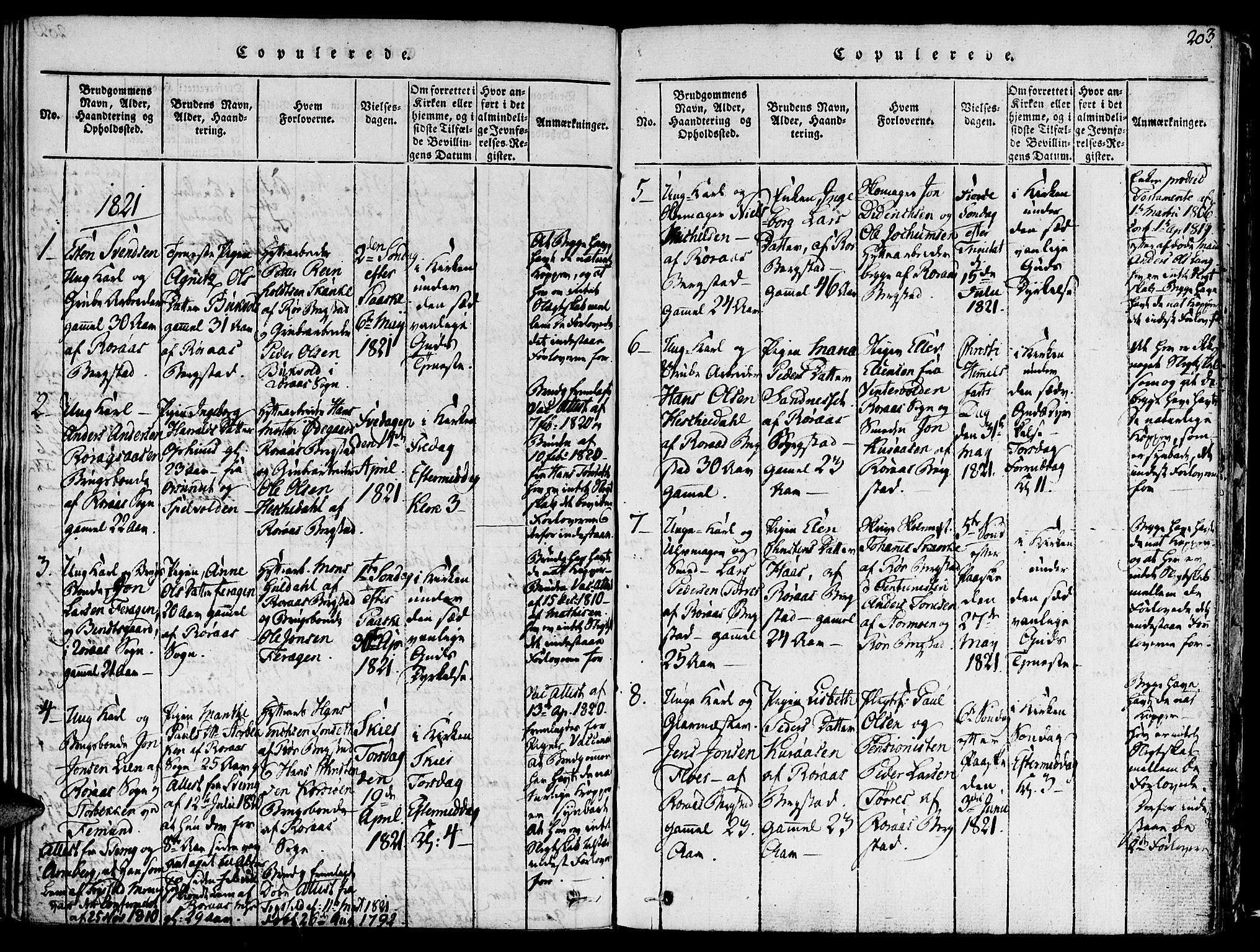 Ministerialprotokoller, klokkerbøker og fødselsregistre - Sør-Trøndelag, SAT/A-1456/681/L0929: Parish register (official) no. 681A07, 1817-1828, p. 203