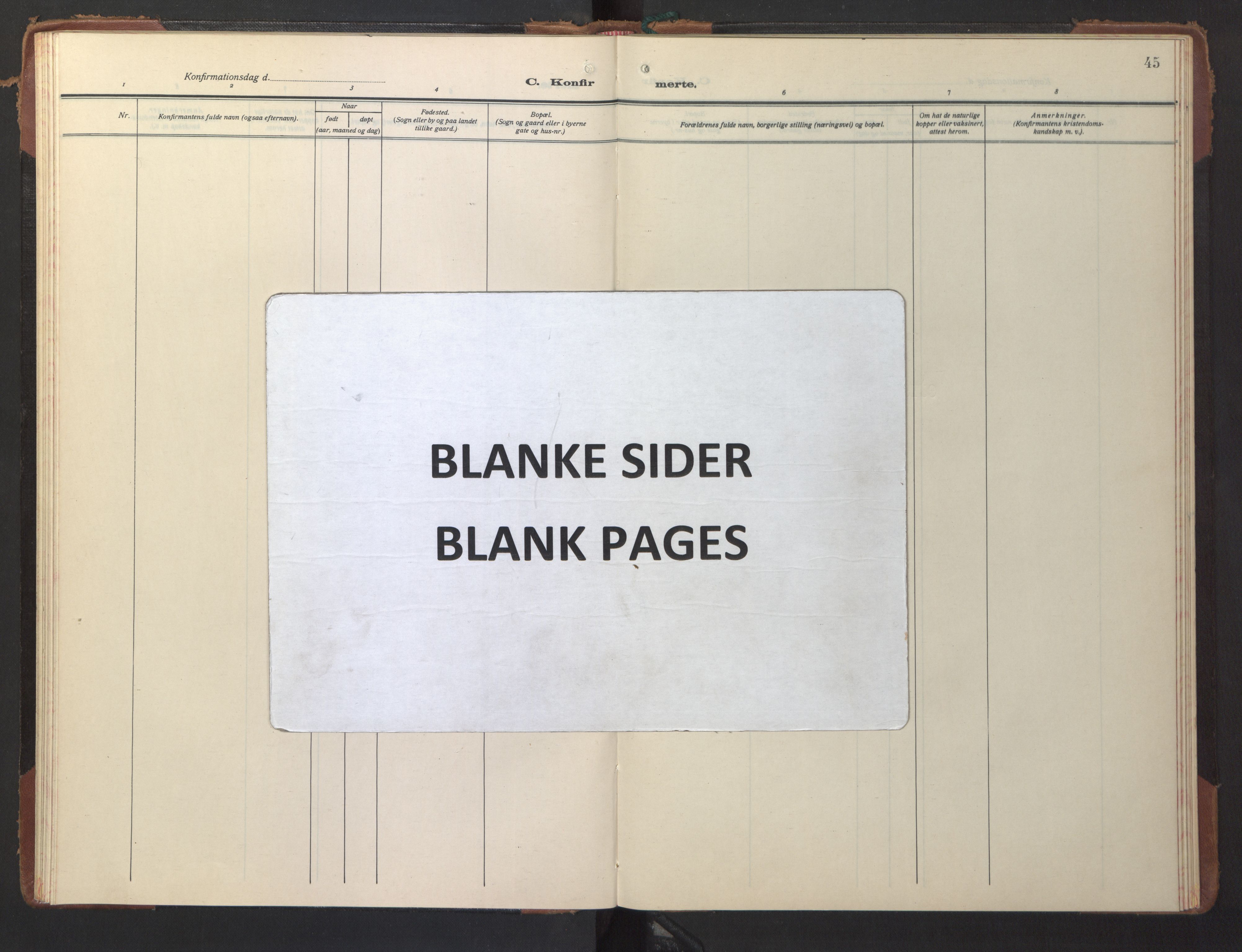 Ministerialprotokoller, klokkerbøker og fødselsregistre - Nordland, AV/SAT-A-1459/818/L0274: Parish register (copy) no. 818C02, 1929-1952, p. 45