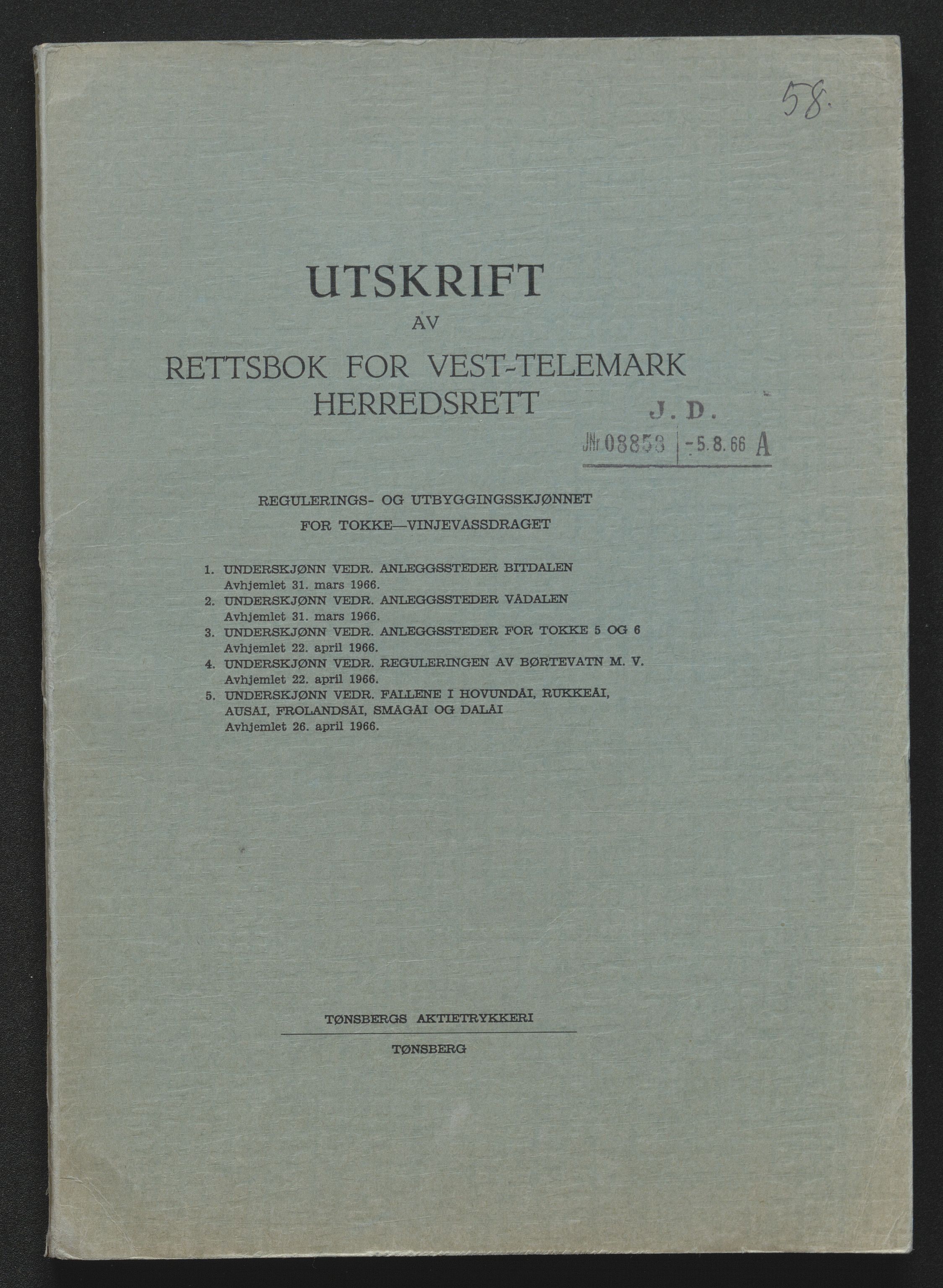 Vest-Telemark sorenskriveri, AV/SAKO-A-134/F/Fo/Foc/L0002: Tokke og Vinjevassdraget rettsbøker, 1964-1973, p. 231