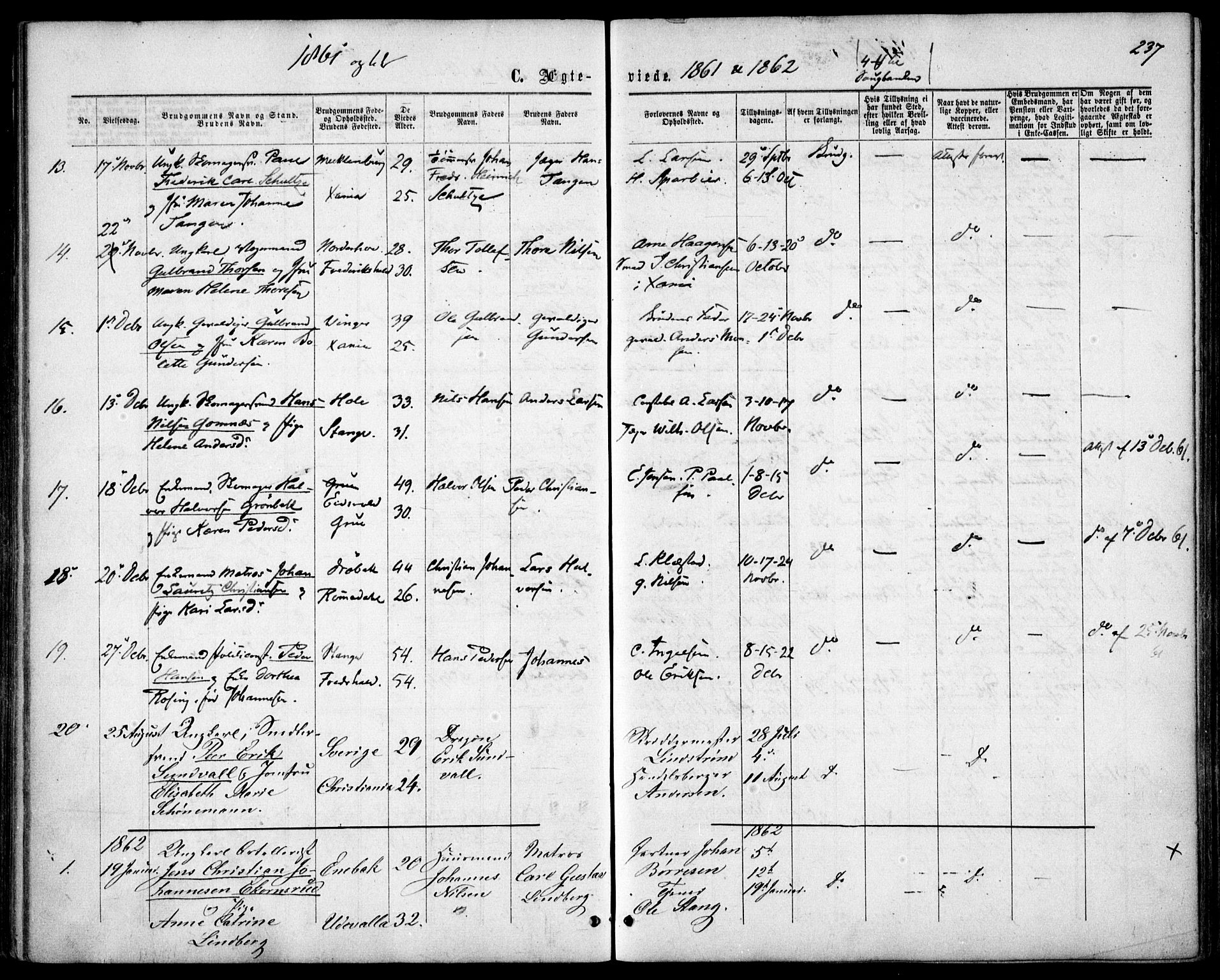 Garnisonsmenigheten Kirkebøker, SAO/A-10846/F/Fa/L0010: Parish register (official) no. 10, 1859-1869, p. 237