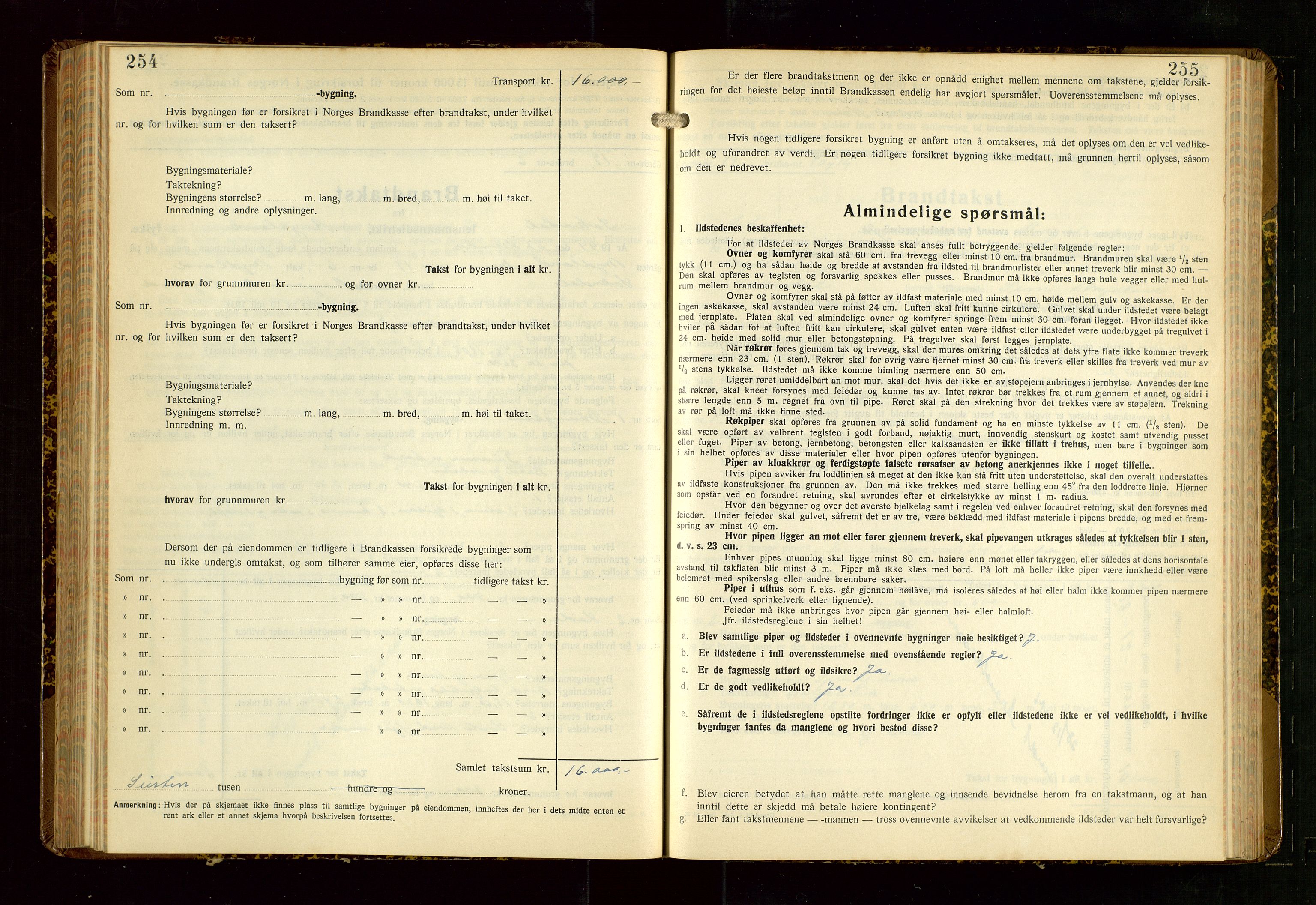 Sokndal lensmannskontor, AV/SAST-A-100417/Gob/L0008: "Brandtakst-Protokoll", 1937-1955, p. 254-255