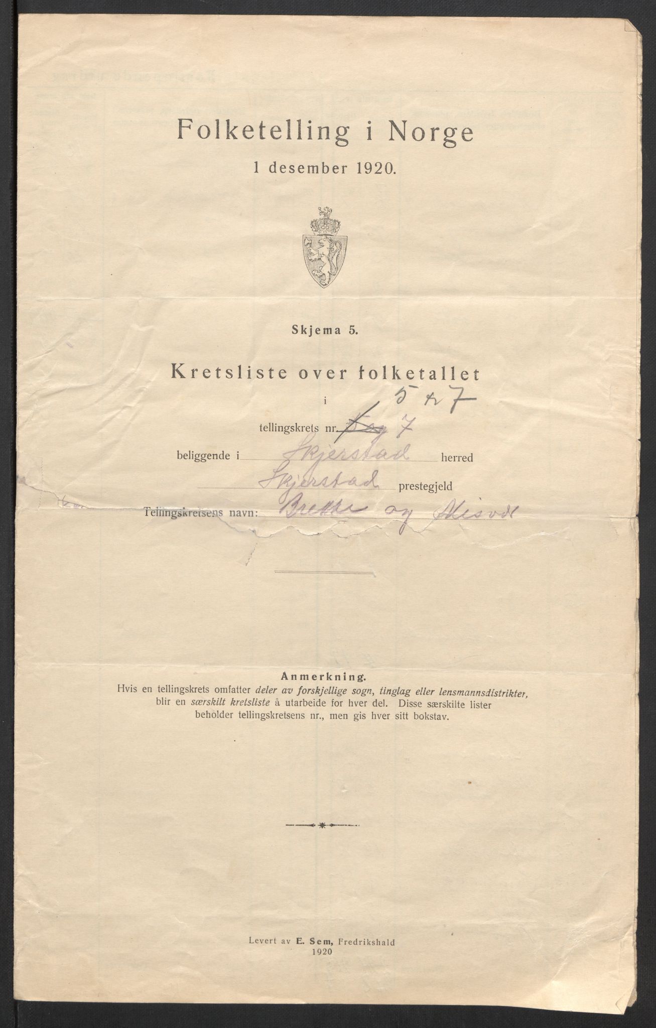 SAT, 1920 census for Skjerstad, 1920, p. 19