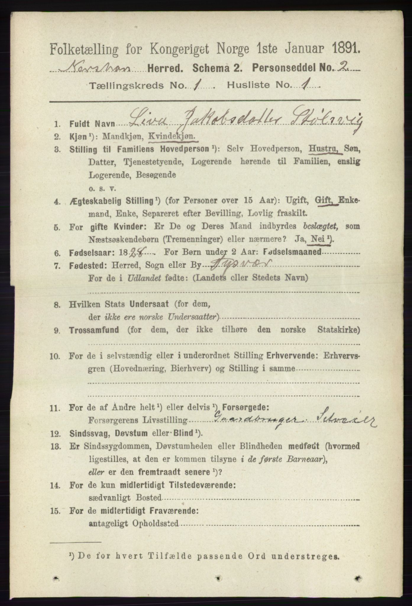 RA, 1891 census for 1139 Nedstrand, 1891, p. 53