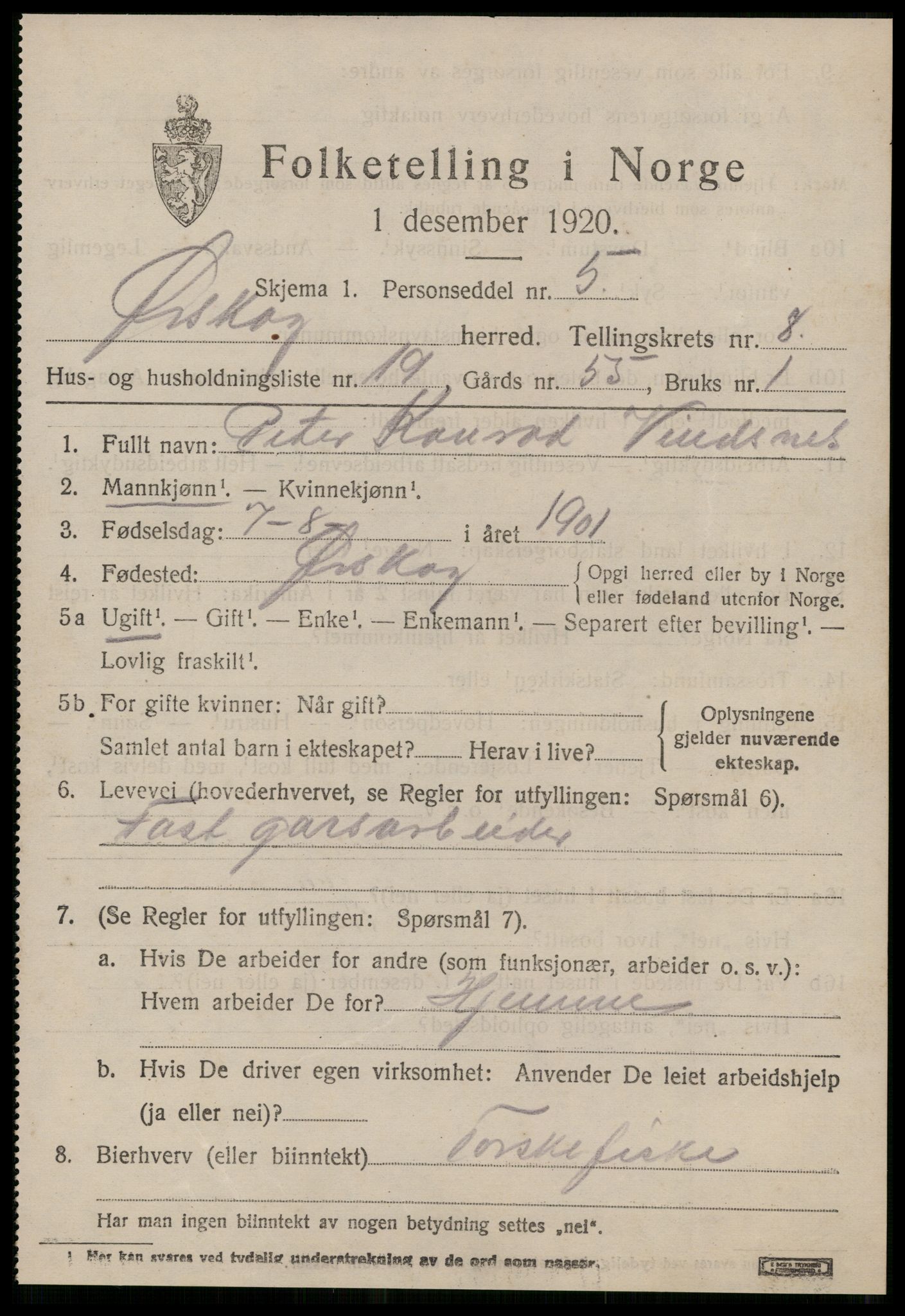 SAT, 1920 census for Ørskog, 1920, p. 4426