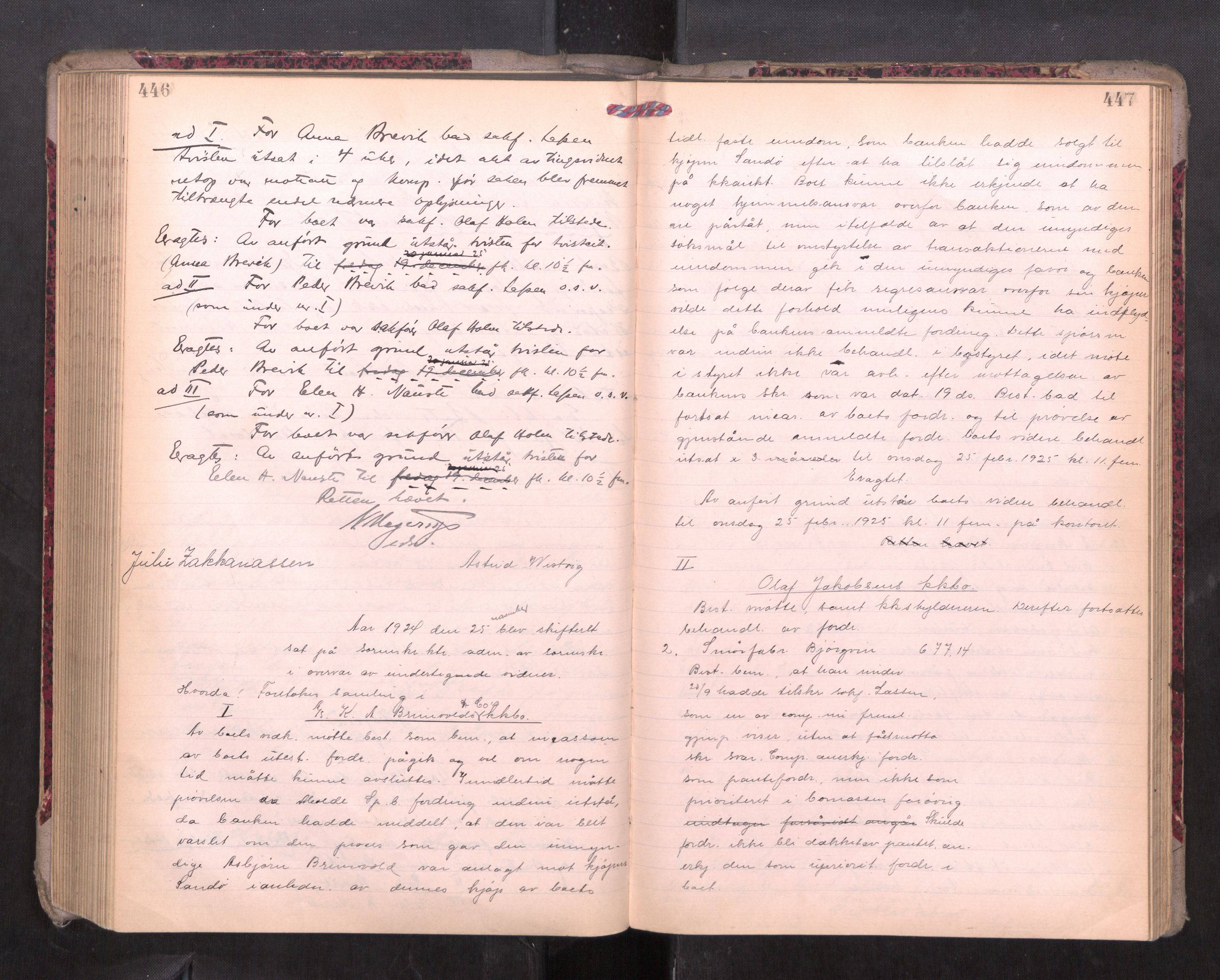 Romsdal sorenskriveri, AV/SAT-A-4149/1/3/3B/L0010: Skiftebehandlingsprotokoll, 1923-1925, p. 446-447