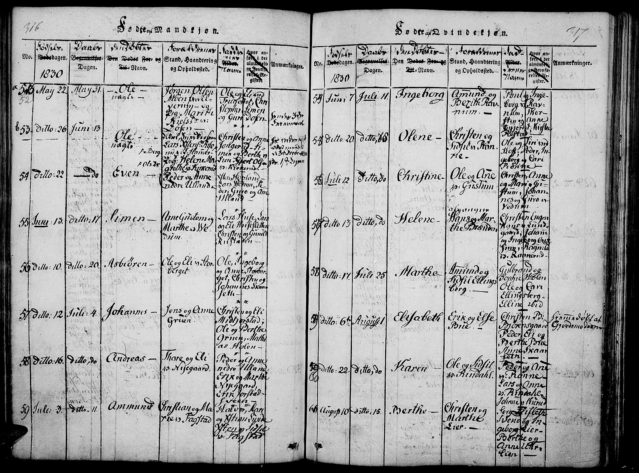 Fåberg prestekontor, SAH/PREST-086/H/Ha/Haa/L0003: Parish register (official) no. 3, 1818-1833, p. 316-317