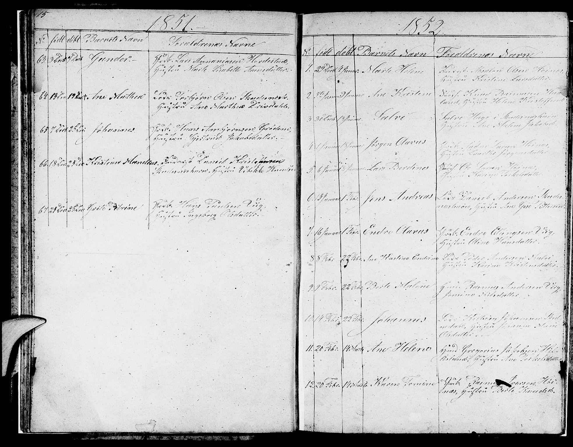 Skudenes sokneprestkontor, SAST/A -101849/H/Ha/Hab/L0001: Parish register (copy) no. B 1, 1848-1864, p. 15