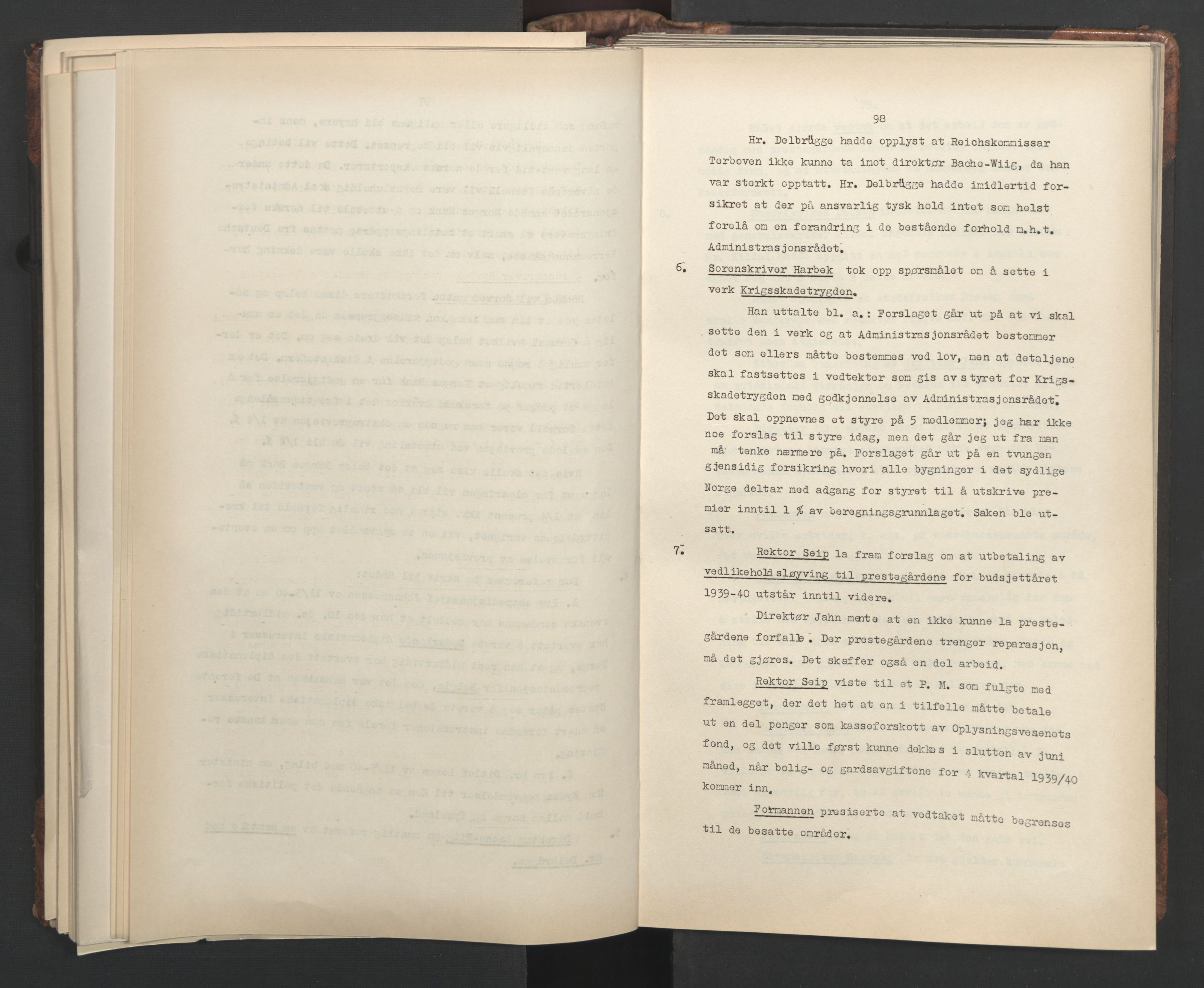 Administrasjonsrådet, AV/RA-S-1004/A/L0001: Møteprotokoll med tillegg 15/4-25/9, 1940, p. 98