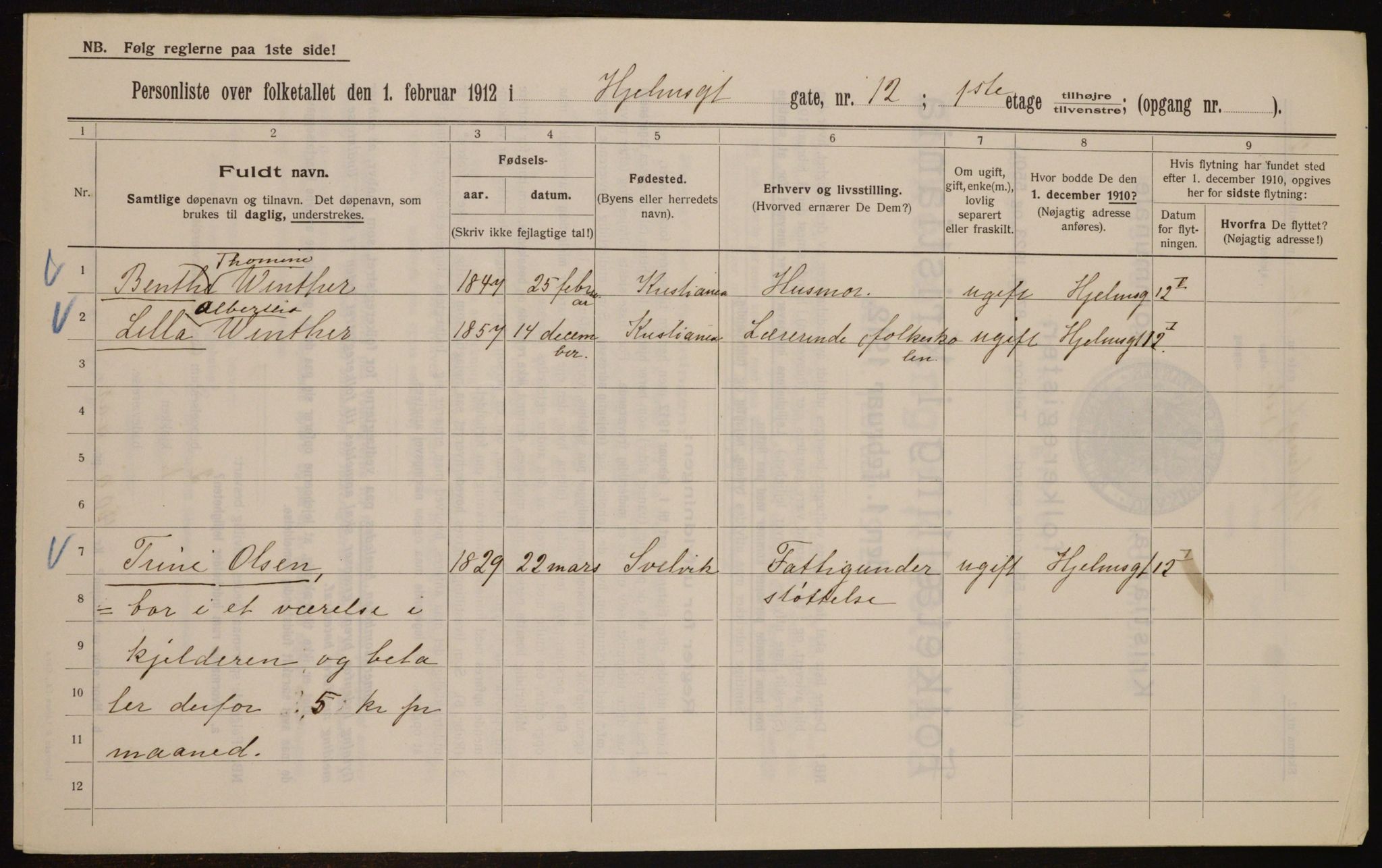 OBA, Municipal Census 1912 for Kristiania, 1912, p. 40638