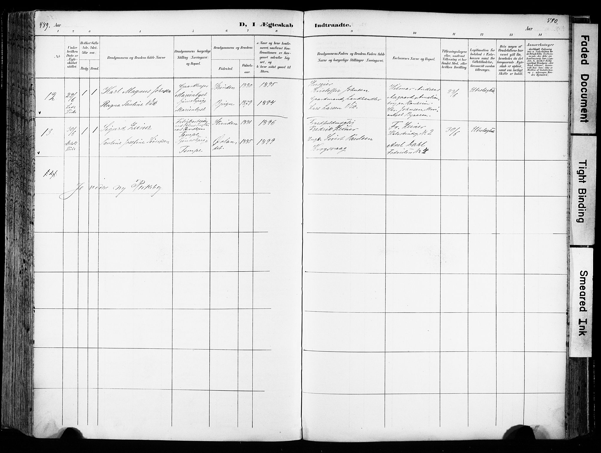 Ministerialprotokoller, klokkerbøker og fødselsregistre - Sør-Trøndelag, SAT/A-1456/606/L0301: Parish register (official) no. 606A16, 1894-1907, p. 489-490