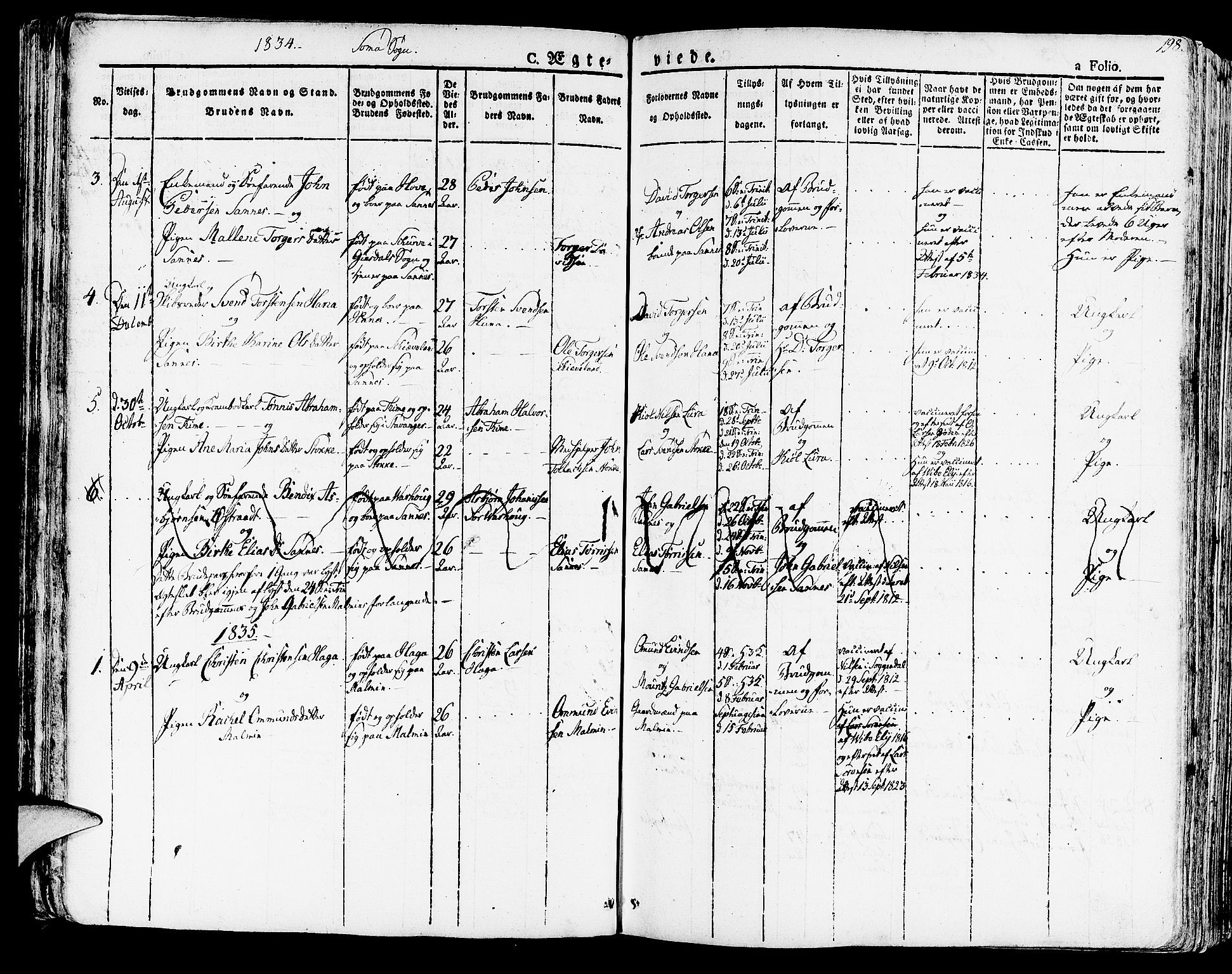 Høyland sokneprestkontor, AV/SAST-A-101799/001/30BA/L0007: Parish register (official) no. A 7 /2, 1825-1841, p. 198
