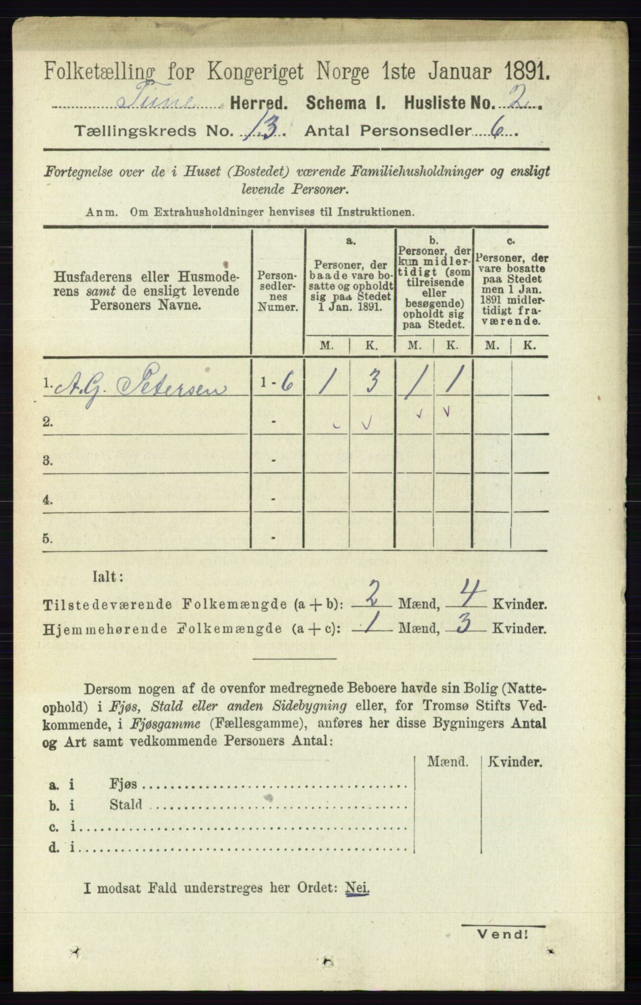 RA, 1891 census for 0130 Tune, 1891, p. 7541