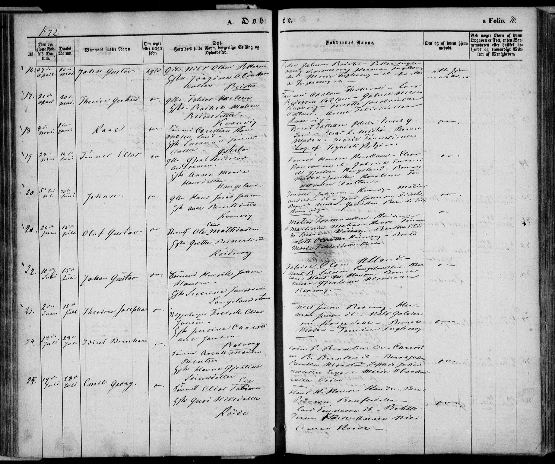 Flekkefjord sokneprestkontor, AV/SAK-1111-0012/F/Fa/Fab/L0004: Parish register (official) no. A 4, 1850-1875, p. 70