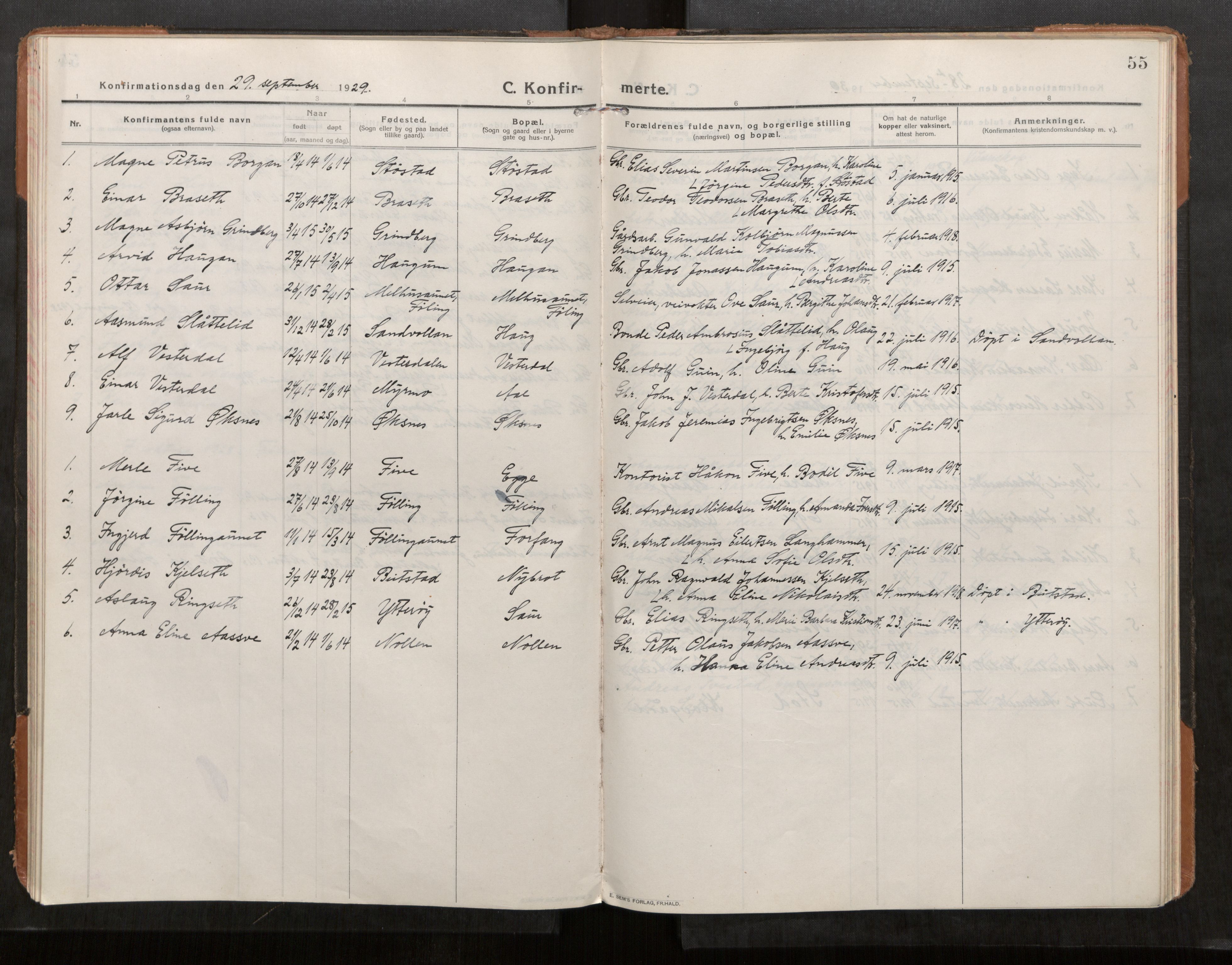 Stod sokneprestkontor, SAT/A-1164/1/I/I1/I1a/L0004: Parish register (official) no. 4, 1913-1933, p. 55