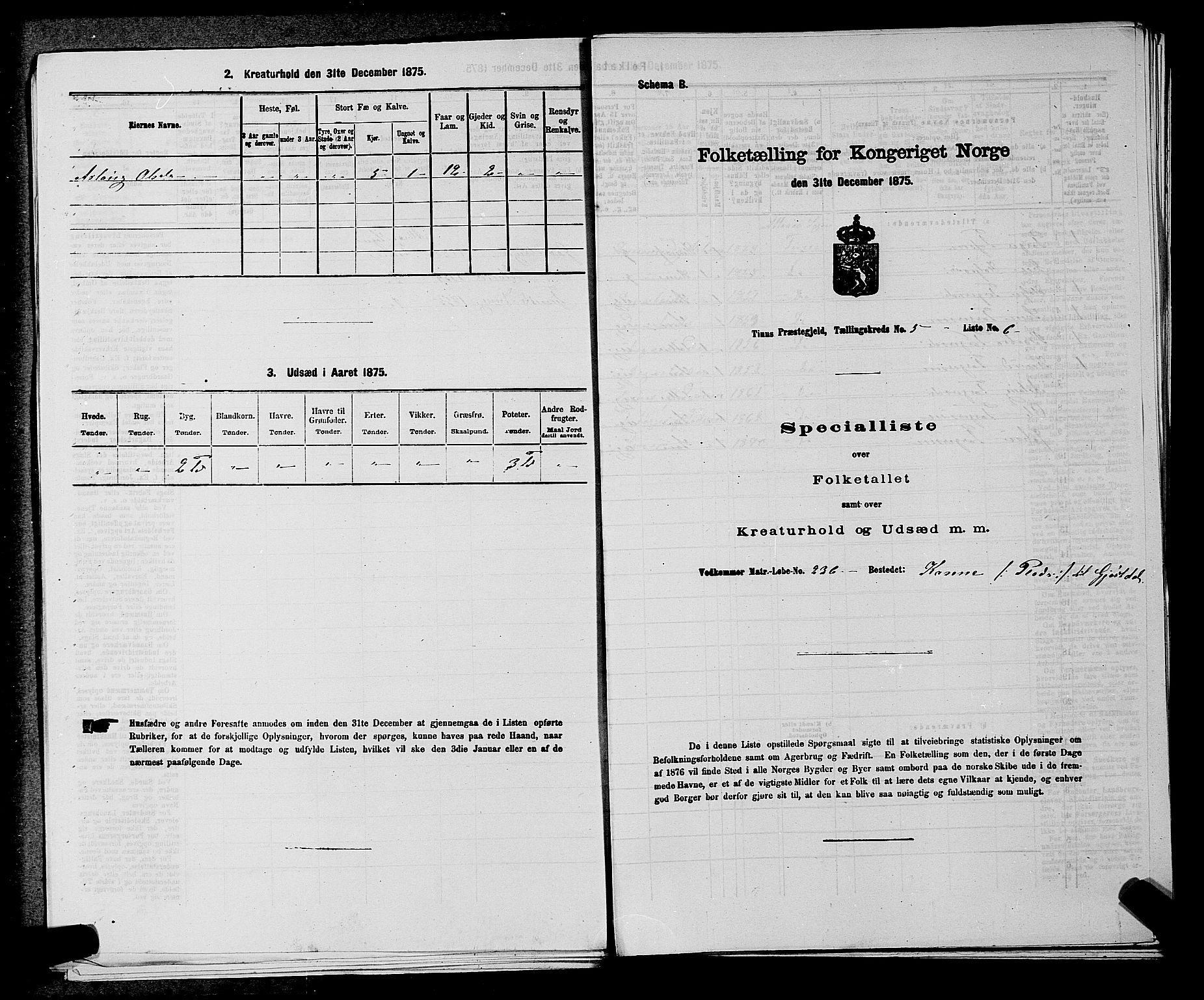 SAKO, 1875 census for 0826P Tinn, 1875, p. 693