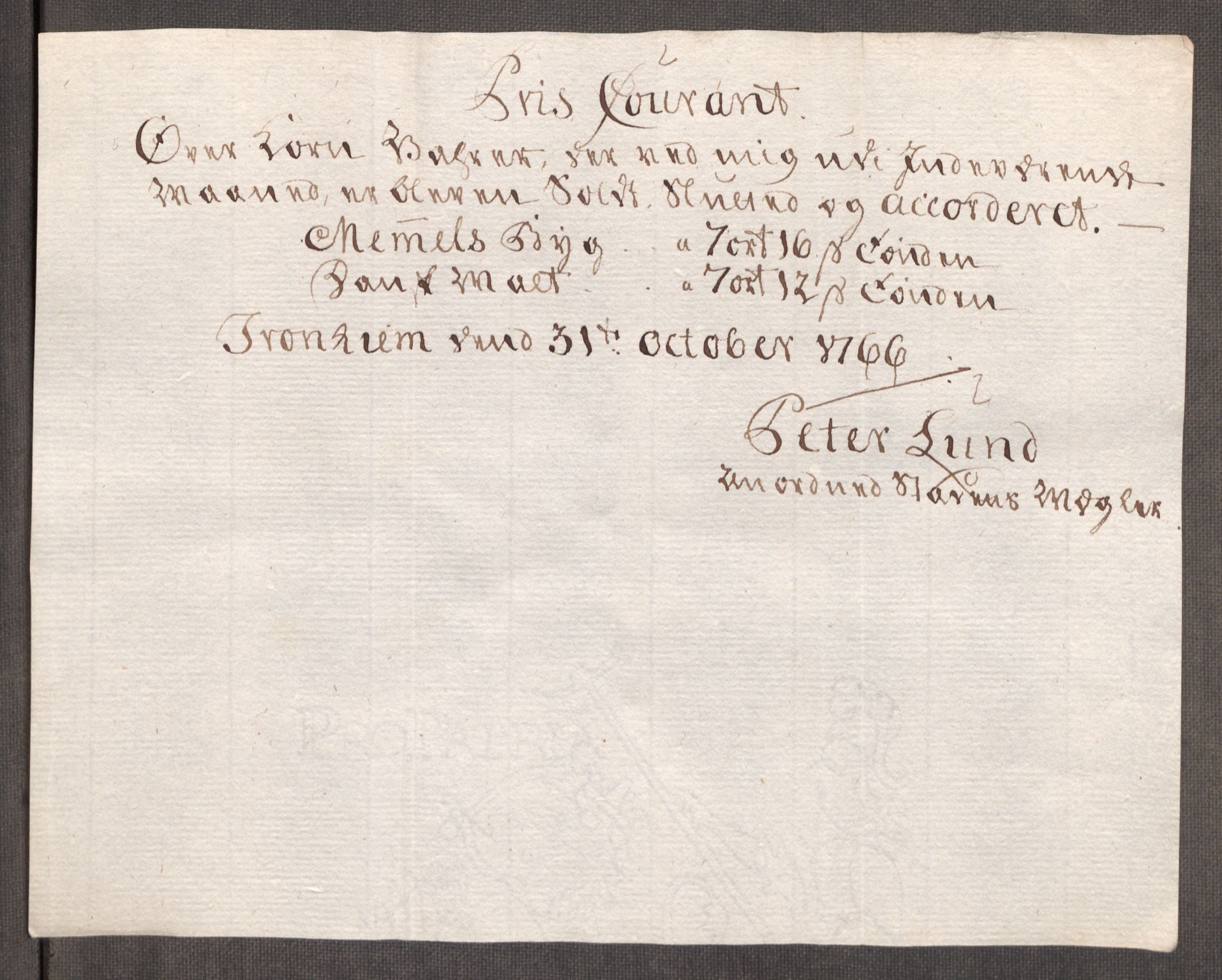 Rentekammeret inntil 1814, Realistisk ordnet avdeling, AV/RA-EA-4070/Oe/L0009: [Ø1]: Nordafjelske priskuranter, 1759-1768, p. 338