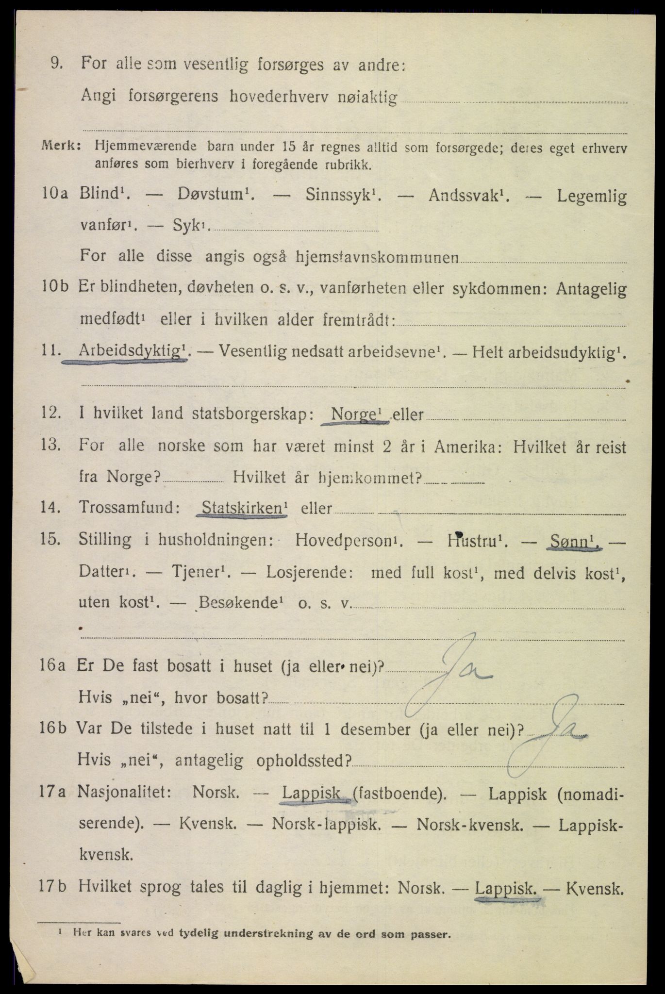 SAT, 1920 census for Tysfjord, 1920, p. 1724