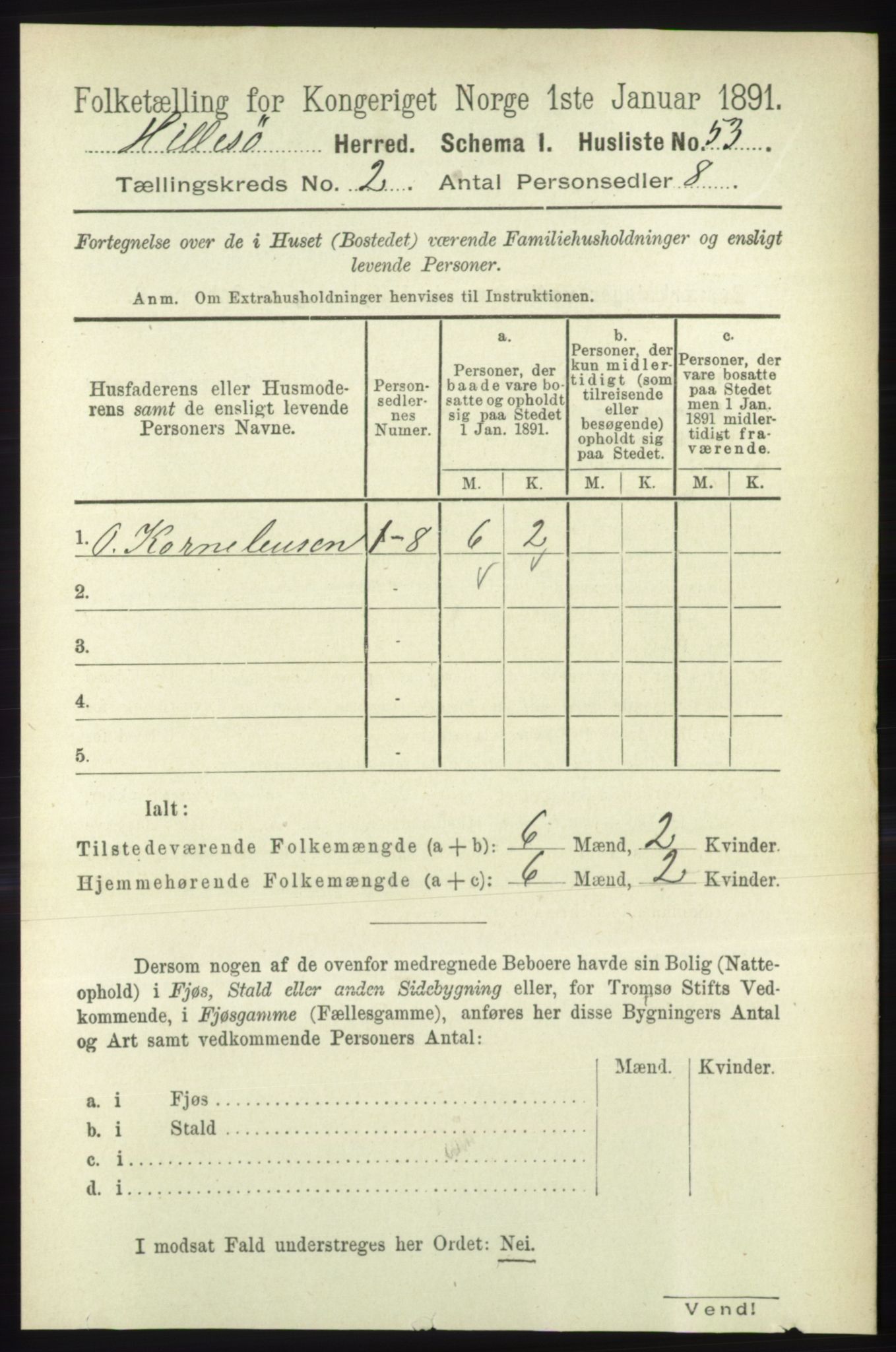 RA, 1891 census for 1930 Hillesøy, 1891, p. 624