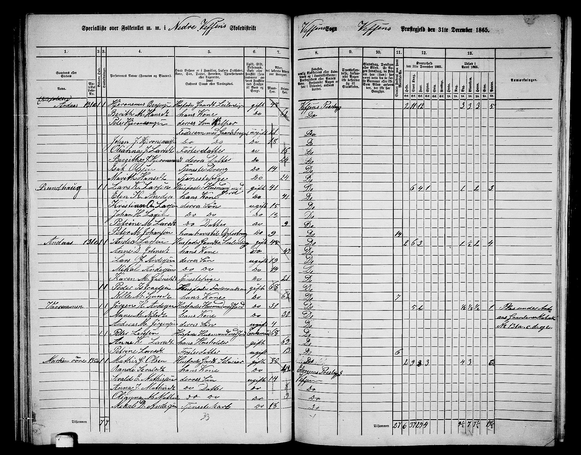 RA, 1865 census for Vefsn, 1865, p. 76