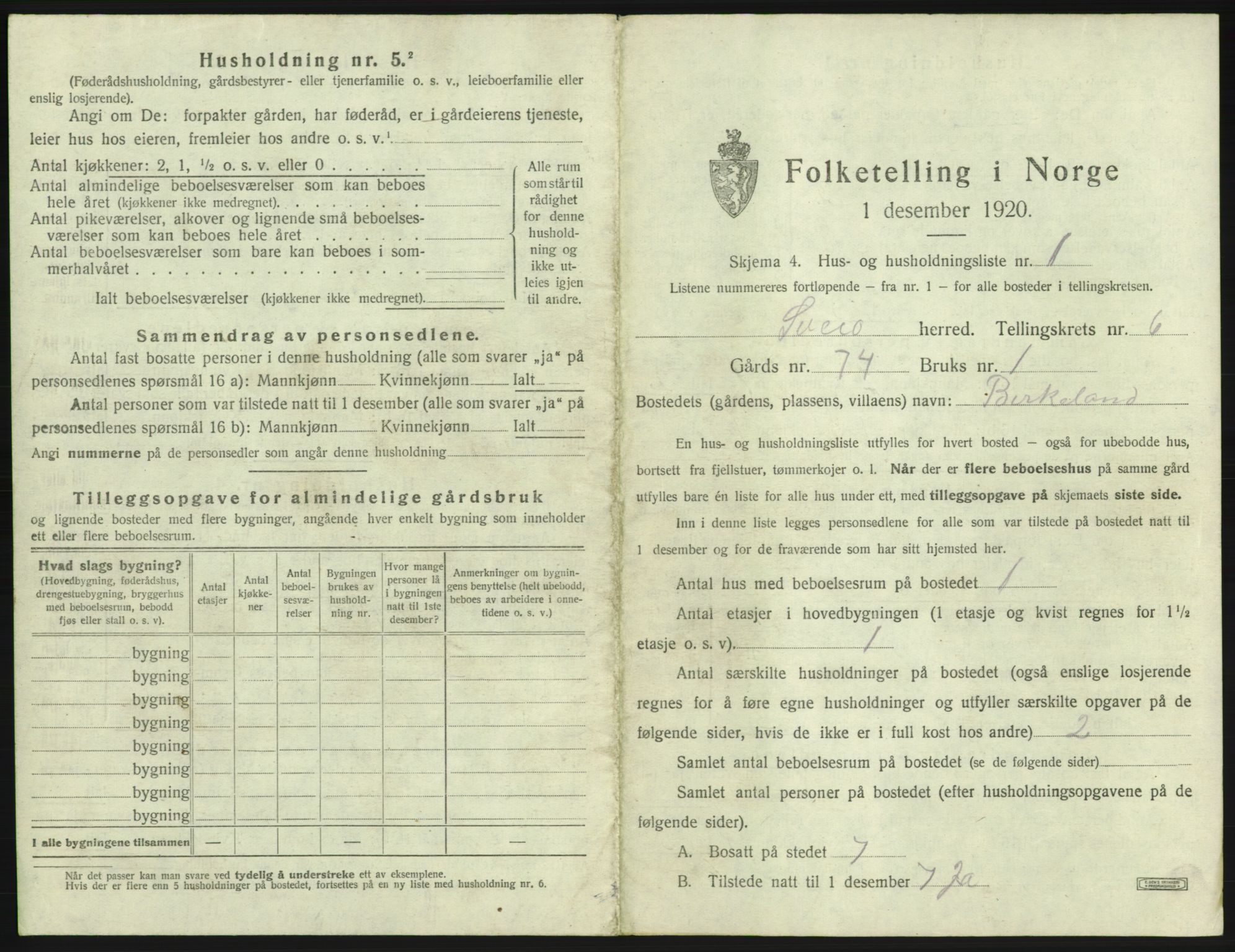 SAB, 1920 census for Sveio, 1920, p. 387