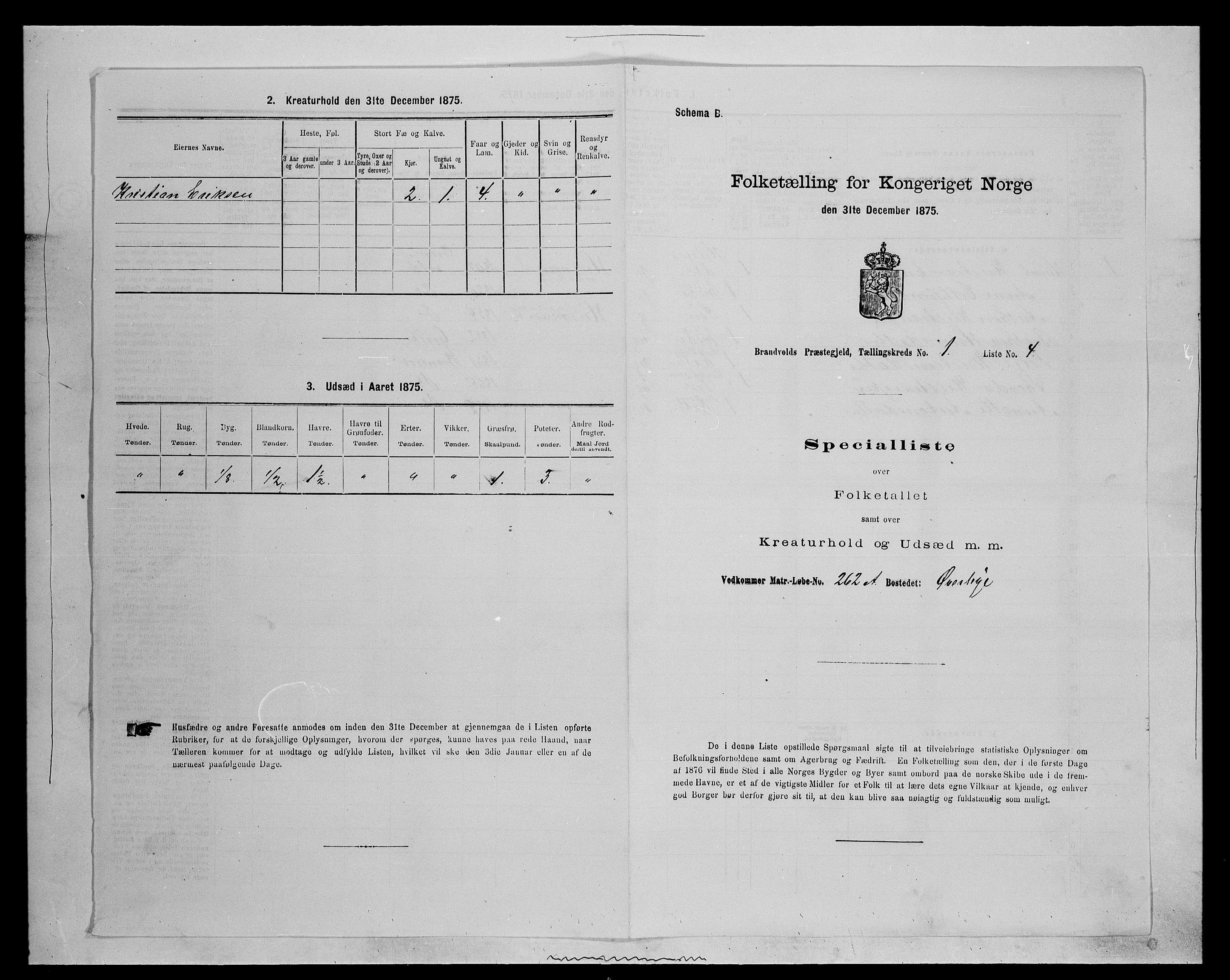 SAH, 1875 census for 0422P Brandval, 1875, p. 84