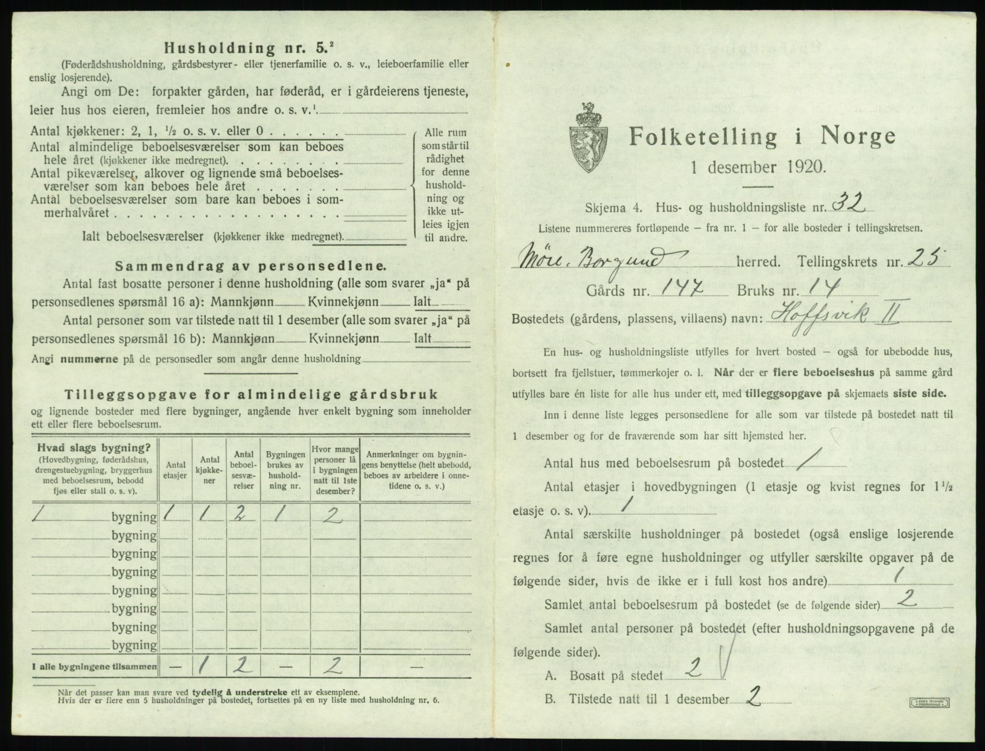 SAT, 1920 census for Borgund, 1920, p. 2080