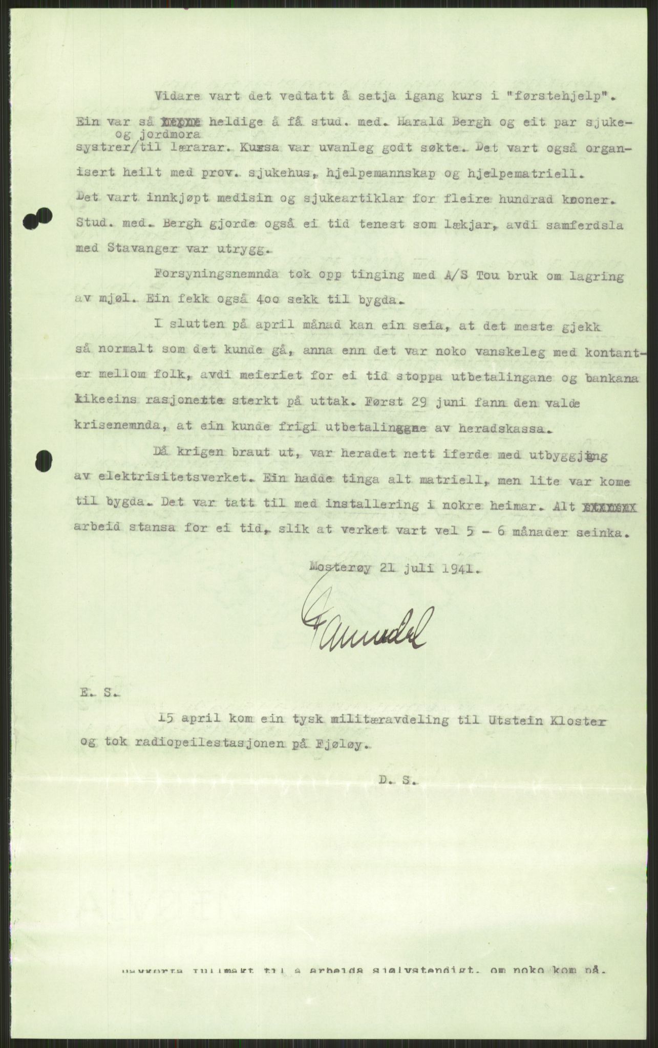 Forsvaret, Forsvarets krigshistoriske avdeling, AV/RA-RAFA-2017/Y/Ya/L0015: II-C-11-31 - Fylkesmenn.  Rapporter om krigsbegivenhetene 1940., 1940, p. 114