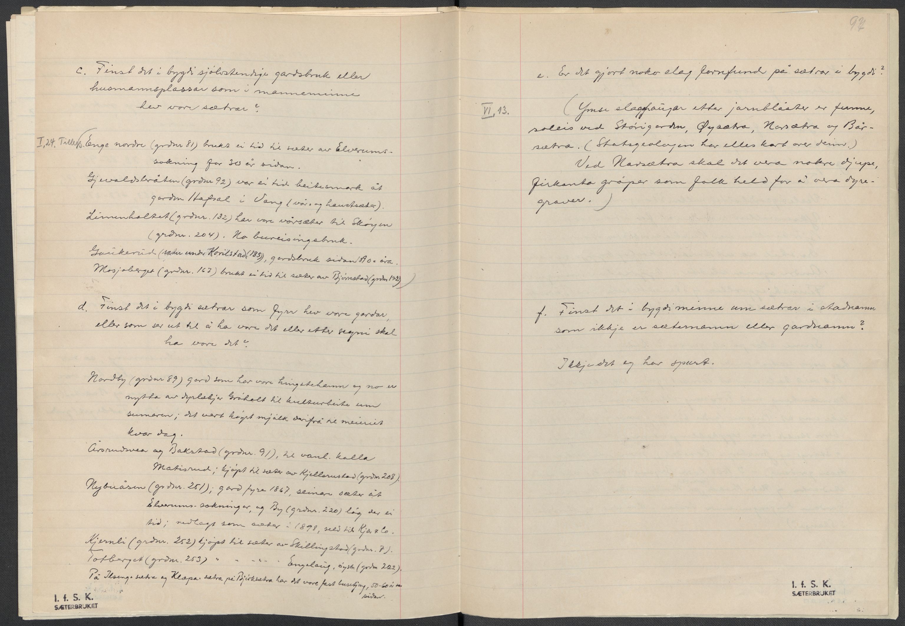 Instituttet for sammenlignende kulturforskning, AV/RA-PA-0424/F/Fc/L0002/0003: Eske B2: / Hedmark (perm III), 1934-1936, p. 97