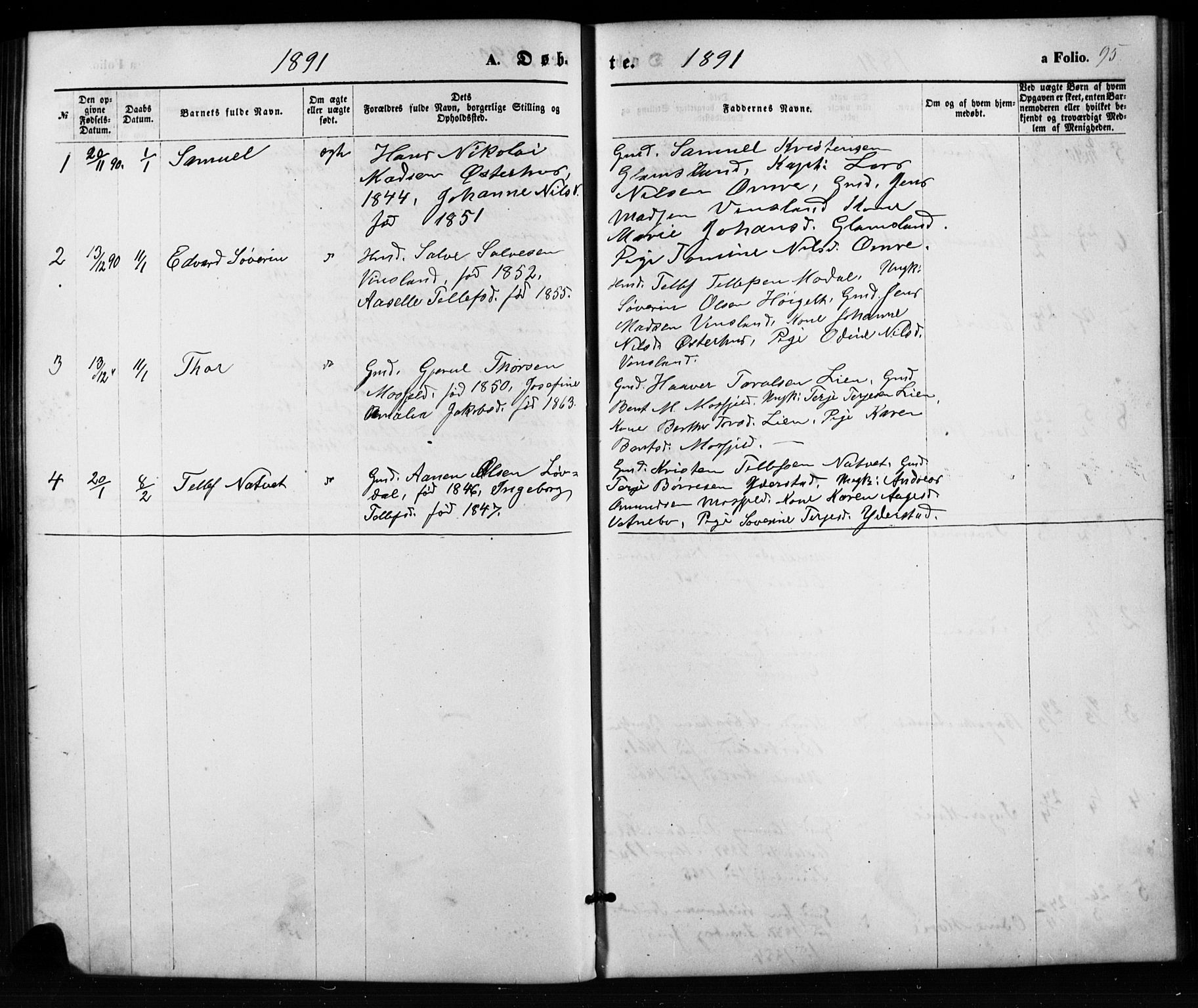 Birkenes sokneprestkontor, SAK/1111-0004/F/Fb/L0003: Parish register (copy) no. B 3, 1876-1892, p. 95