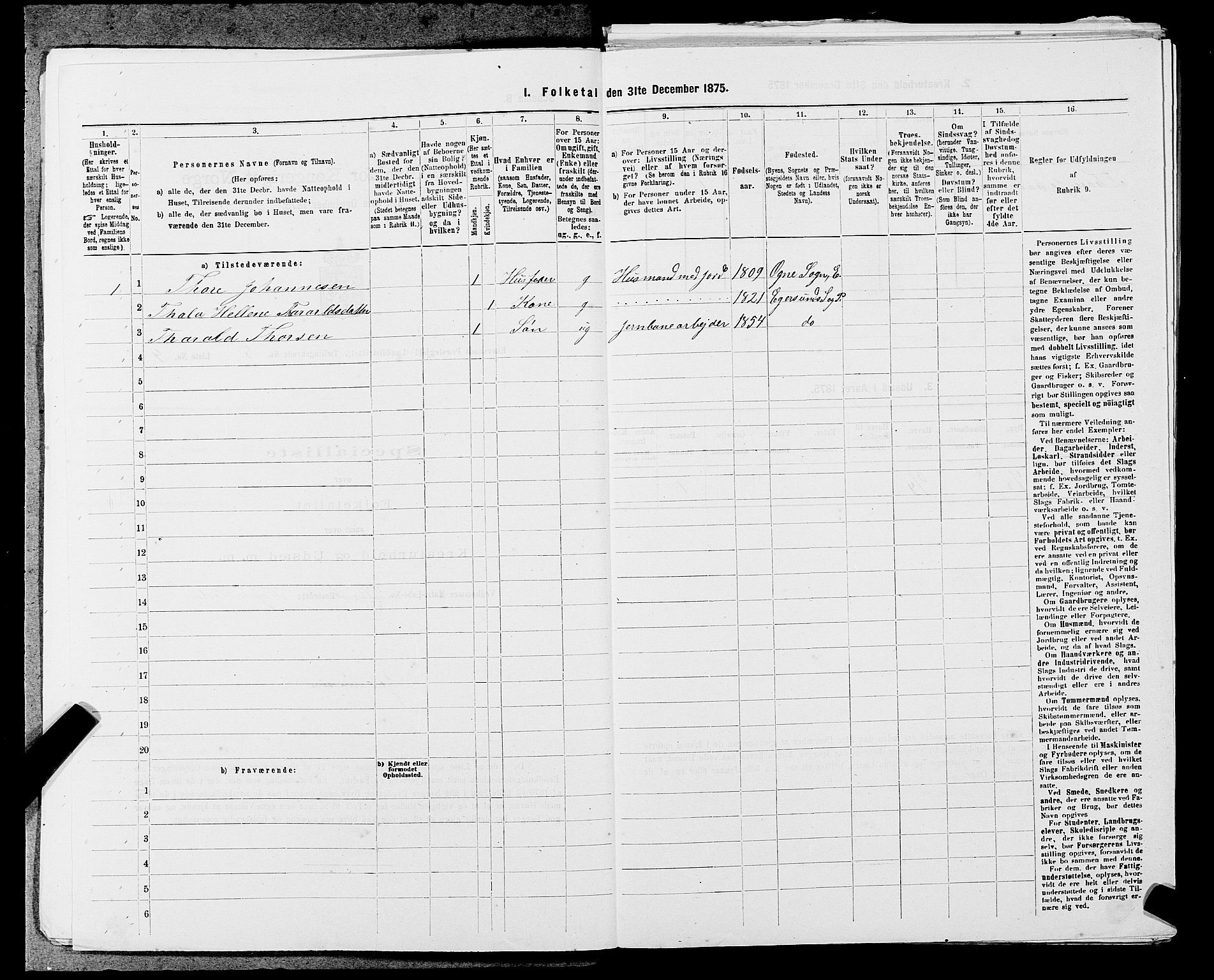 SAST, 1875 census for 1116L Eigersund/Eigersund og Ogna, 1875, p. 864