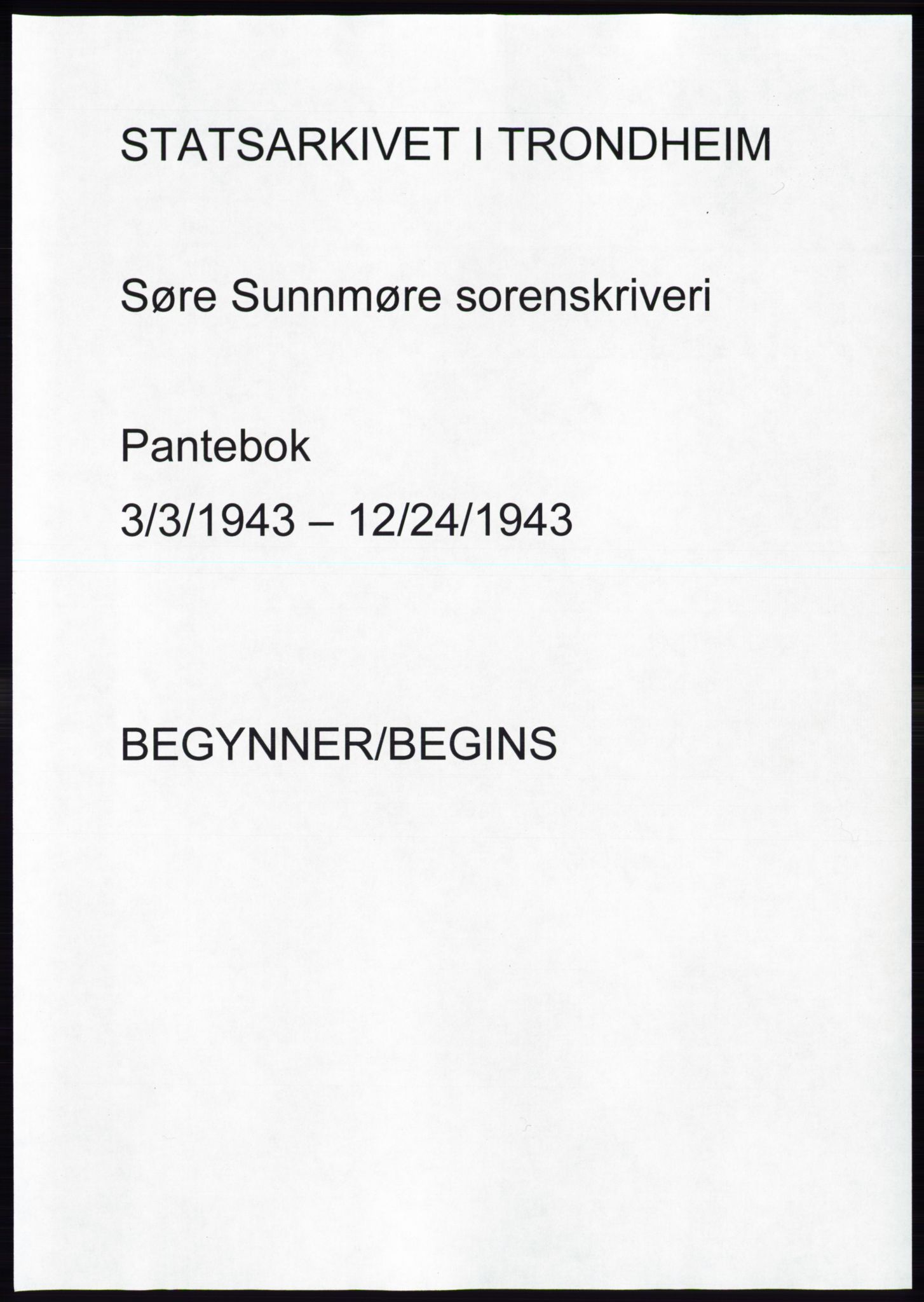 Søre Sunnmøre sorenskriveri, AV/SAT-A-4122/1/2/2C/L0075: Mortgage book no. 1A, 1943-1943