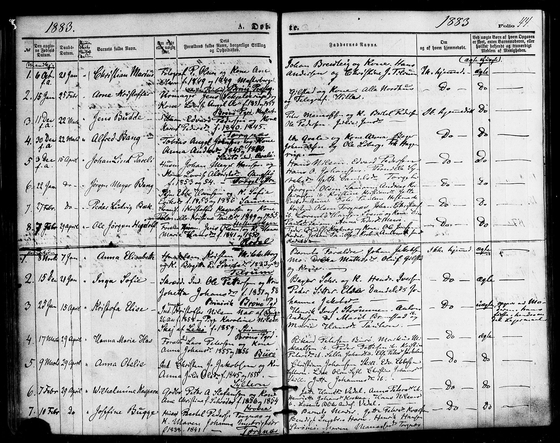 Ministerialprotokoller, klokkerbøker og fødselsregistre - Nordland, SAT/A-1459/813/L0199: Parish register (official) no. 813A09, 1875-1885, p. 44