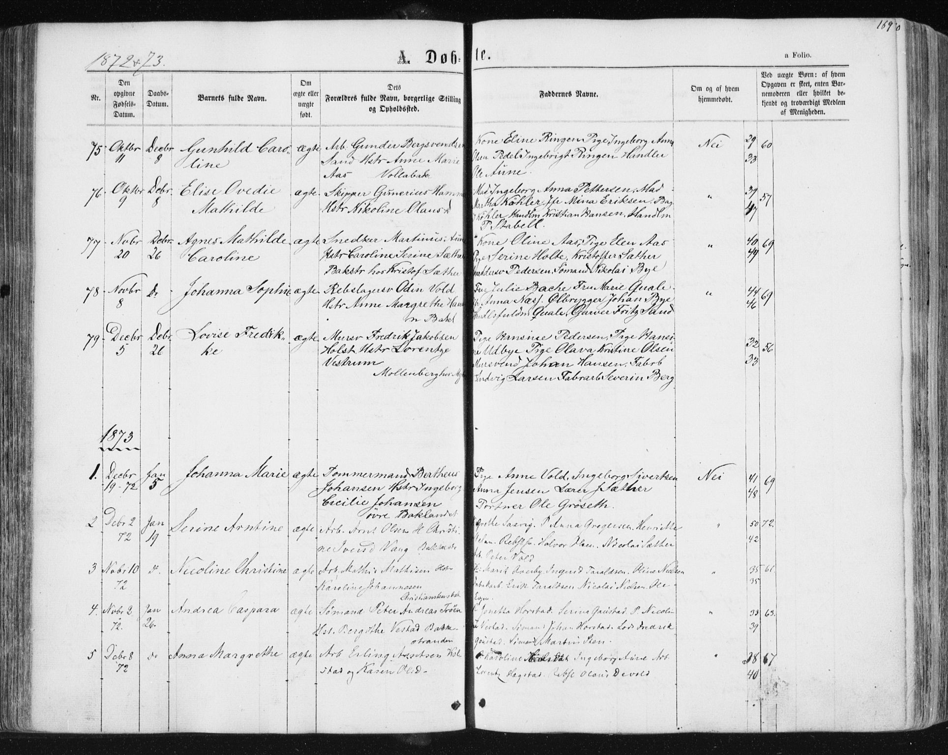Ministerialprotokoller, klokkerbøker og fødselsregistre - Sør-Trøndelag, SAT/A-1456/604/L0186: Parish register (official) no. 604A07, 1866-1877, p. 169