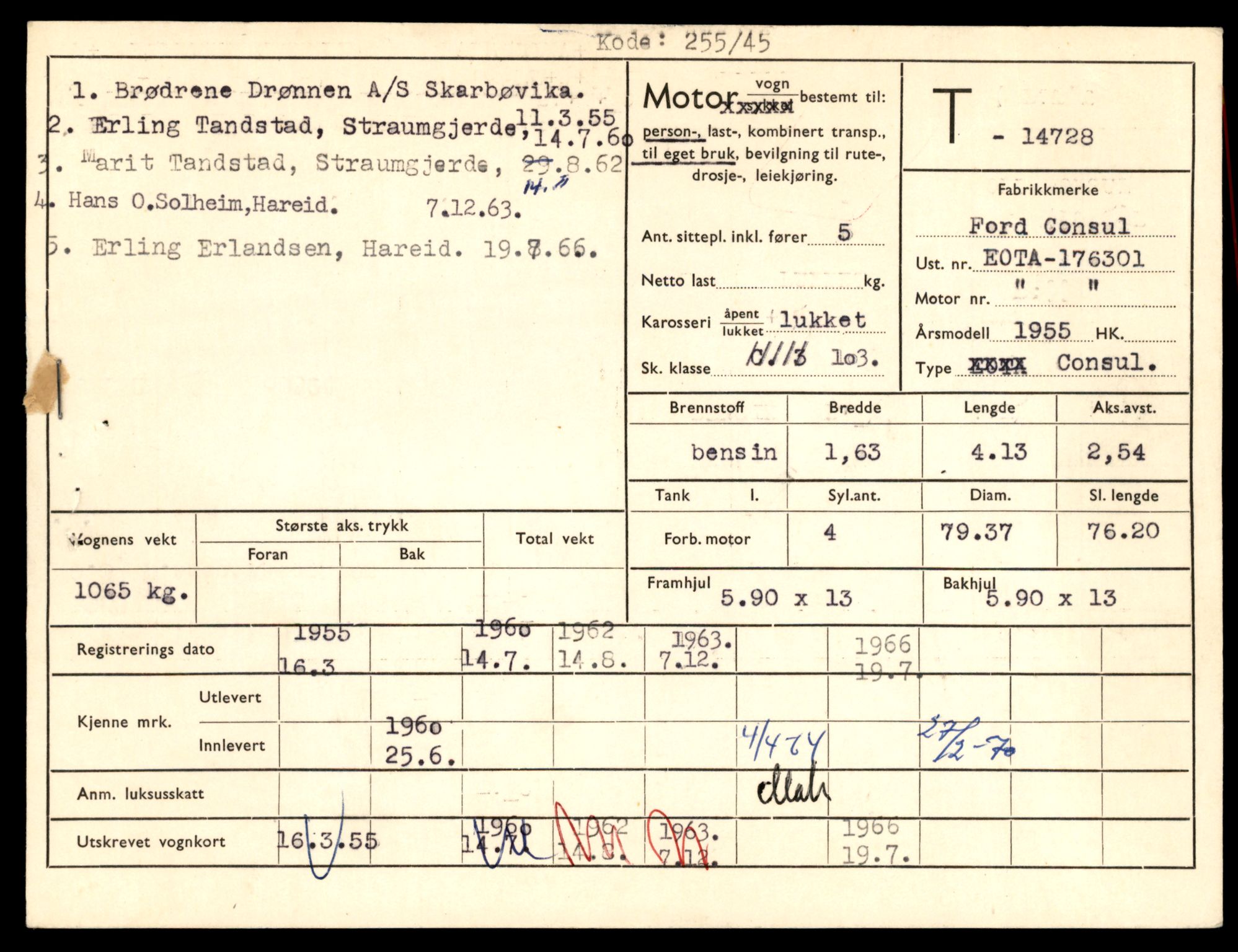 Møre og Romsdal vegkontor - Ålesund trafikkstasjon, AV/SAT-A-4099/F/Fe/L0048: Registreringskort for kjøretøy T 14721 - T 14863, 1927-1998, p. 105