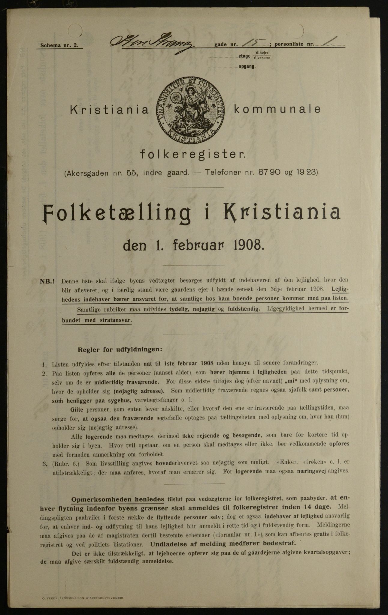 OBA, Municipal Census 1908 for Kristiania, 1908, p. 92455