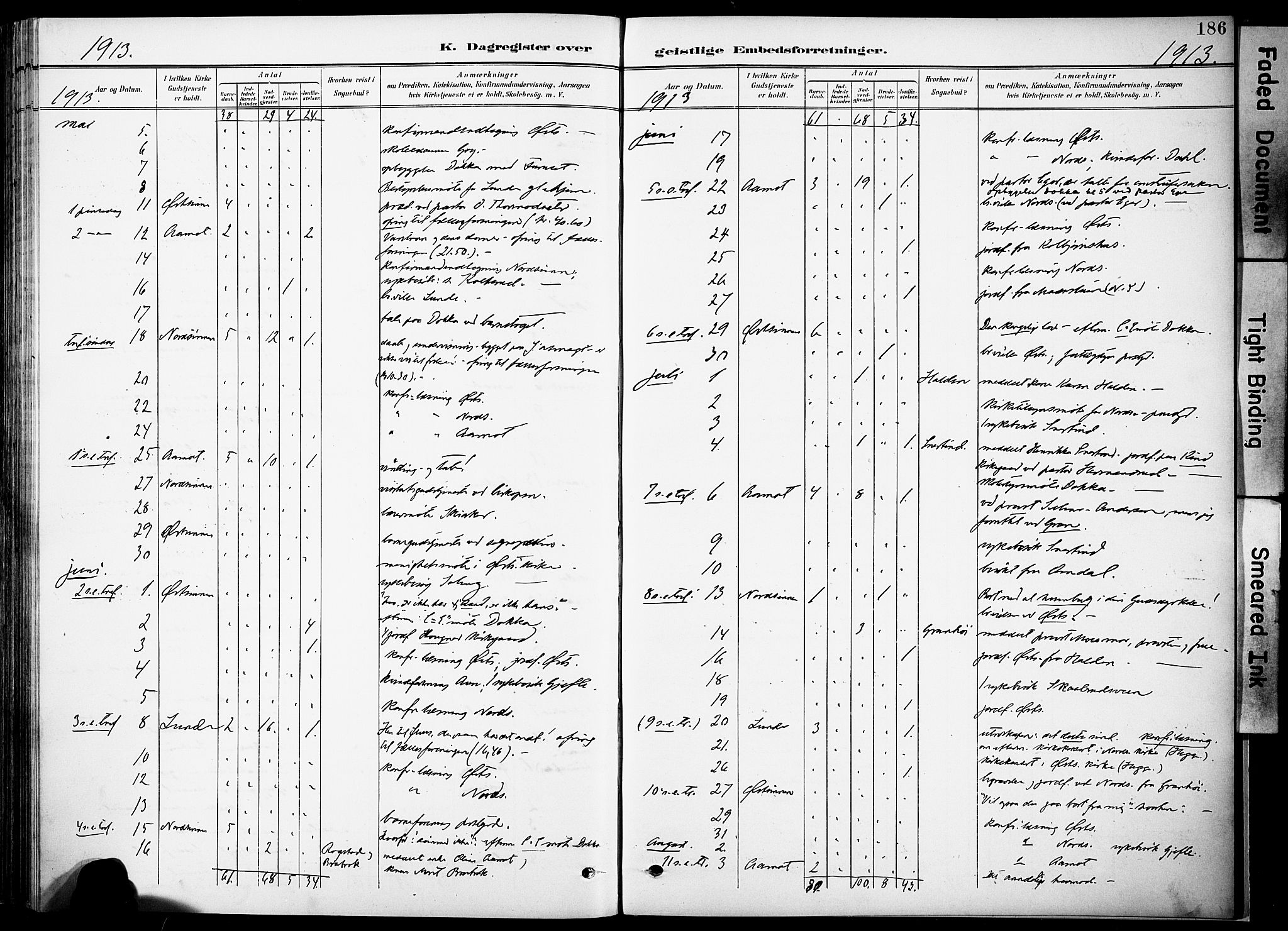 Nordre Land prestekontor, AV/SAH-PREST-124/H/Ha/Haa/L0006: Parish register (official) no. 6, 1897-1914, p. 186