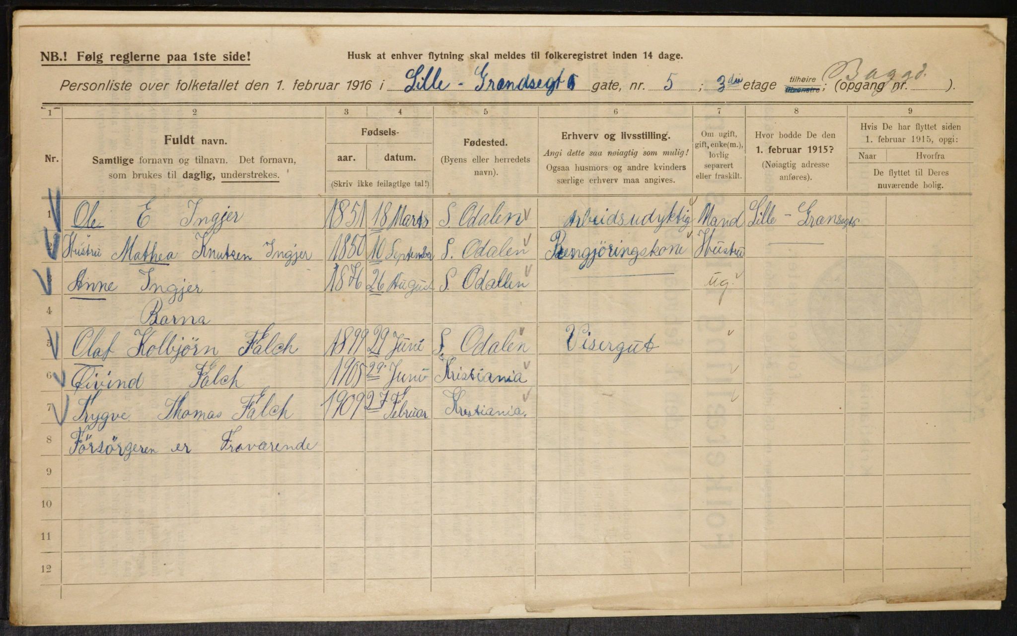 OBA, Municipal Census 1916 for Kristiania, 1916, p. 58856